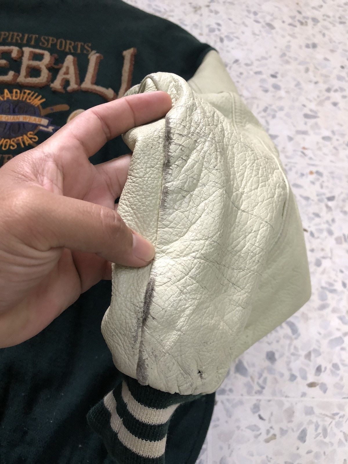 MLB Vtg 90s Ivy Spirit Baseball Team Varsity Jacket Arm Leather Size US L / EU 52-54 / 3 - 10 Thumbnail