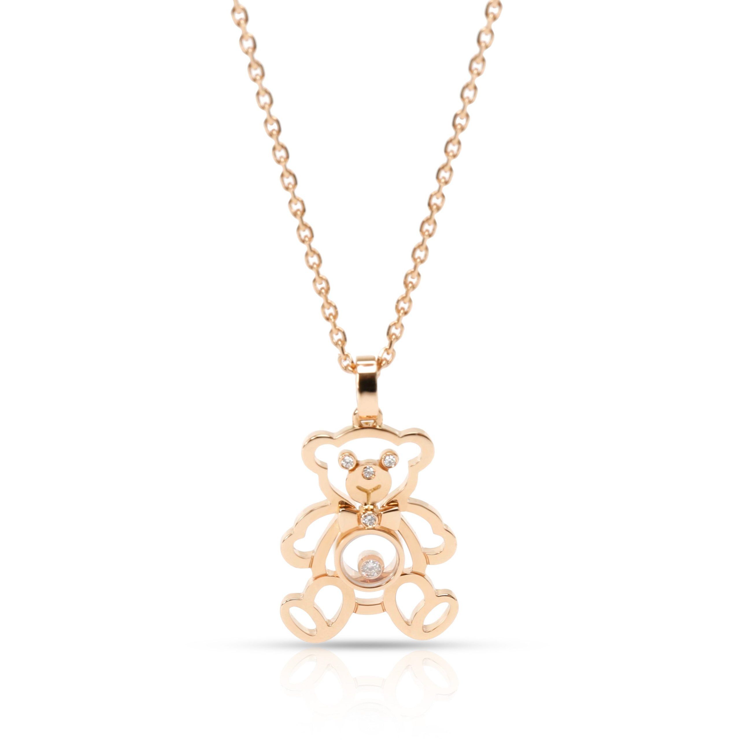 image of Chopard Happy Teddy Bear Diamond Pendant In 18K Rose Gold, Women's
