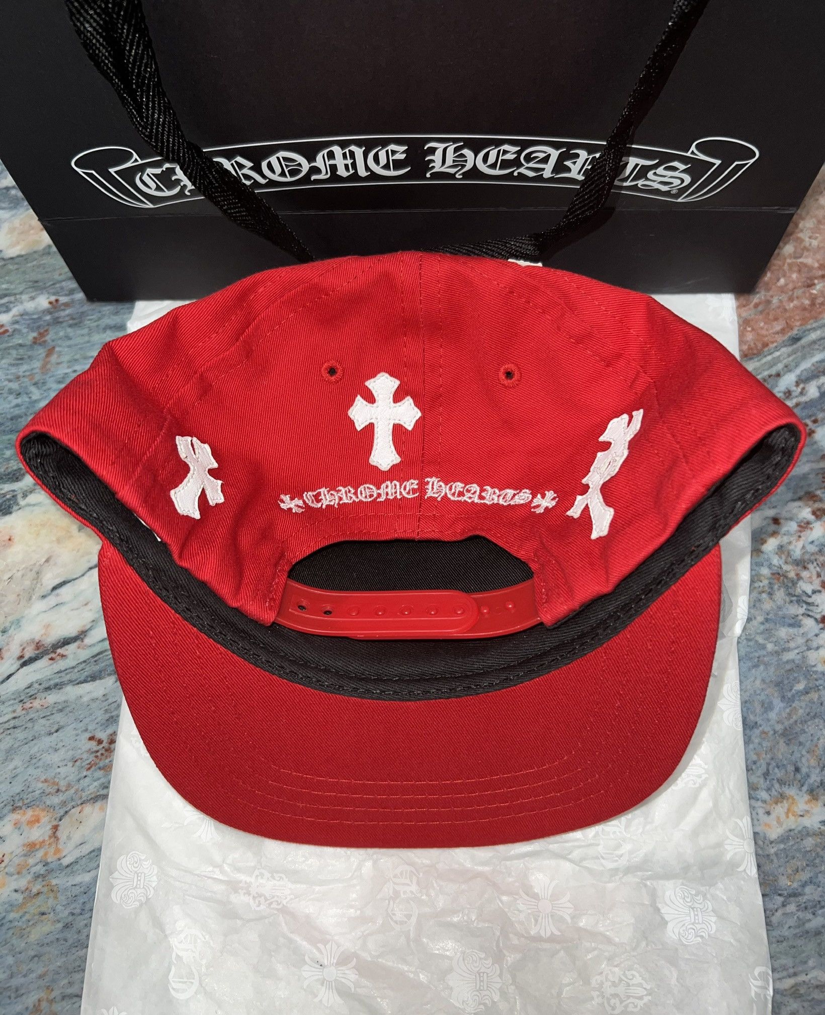 Chrome Hearts Chrome Hearts Cross Patch Baseball Hat (Red) Size ONE SIZE - 2 Thumbnail