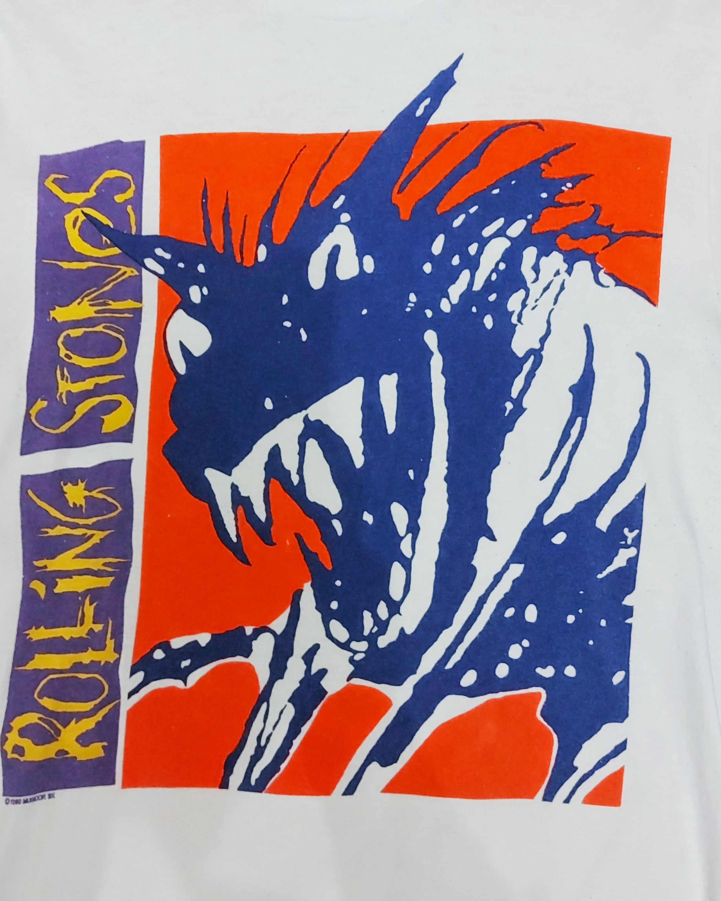 image of Rock Band Vintage Rolling Stone Tour in White Printed, Men's (Size Large)