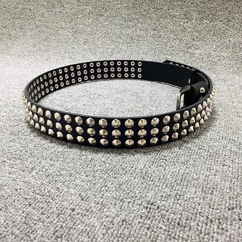 Leather Spike Rivet PU Leather Belt Size ONE SIZE - 4 Thumbnail