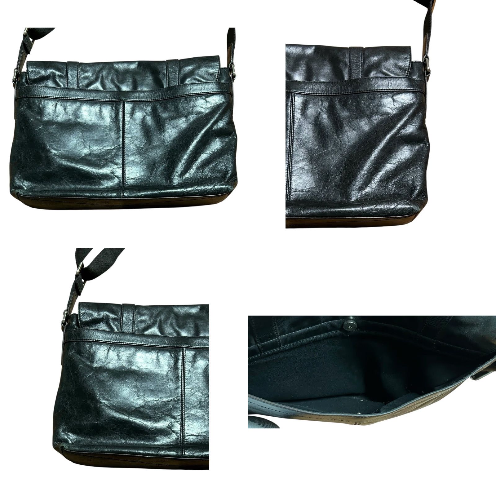 Fossil FOSSIL Black Leather Crossbody Messenger Laptop Bag Crossbody School Size ONE SIZE - 11 Thumbnail