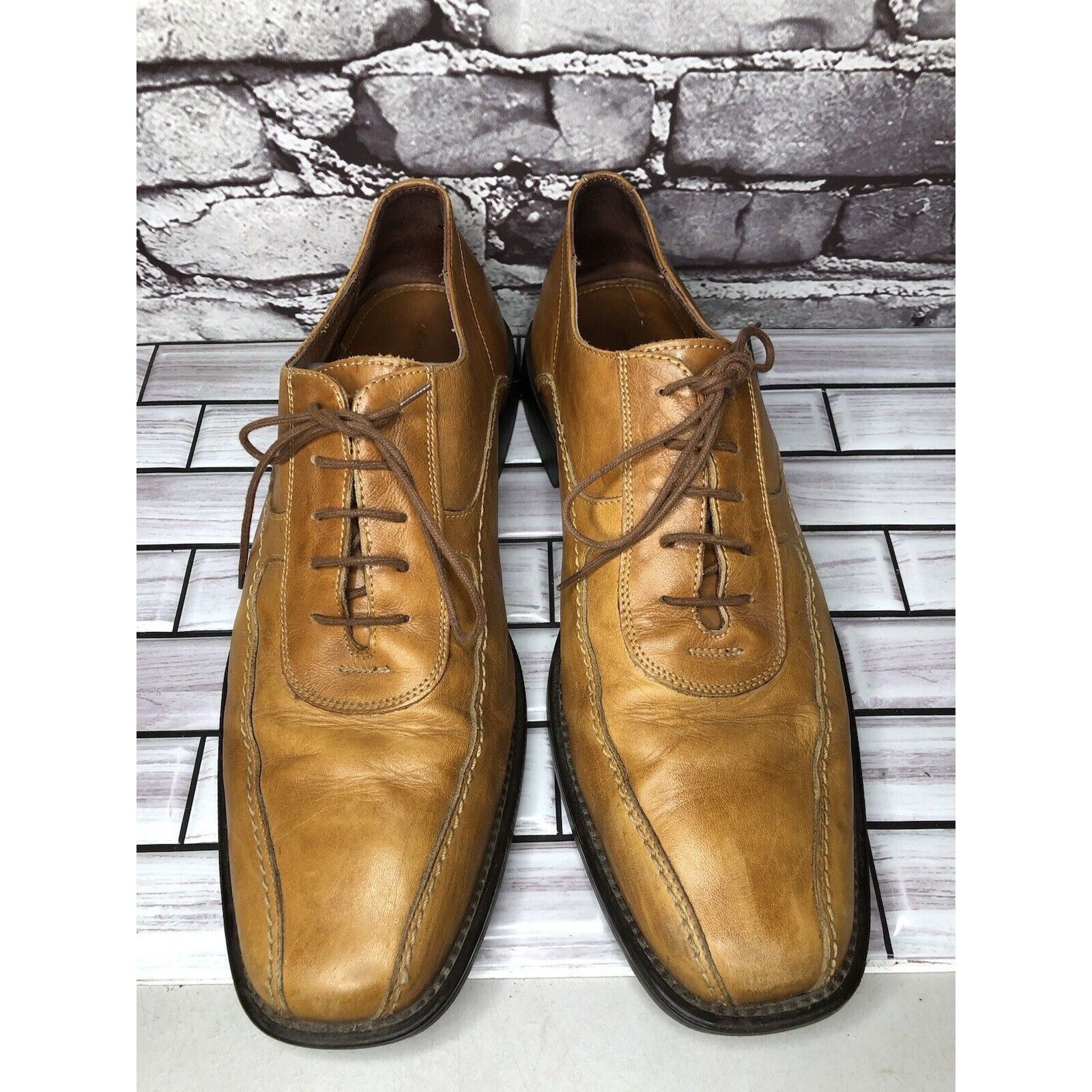 Johnston & Murphy Johnston & Murphy Tan Brown Leather Bicycle Toe Oxfords Shoe Size US 11.5 / EU 44-45 - 16 Thumbnail