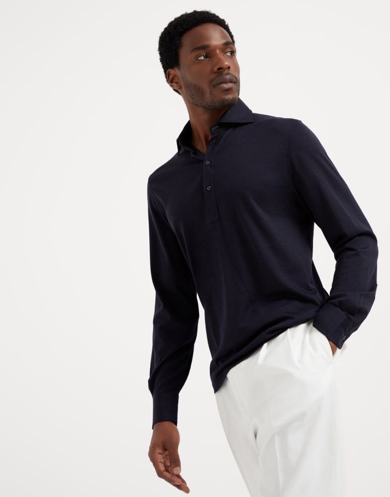 Brunello Cucinelli o1w1db10925 Polo T-Shirt in Blue Size US M / EU 48-50 / 2 - 1 Thumbnail