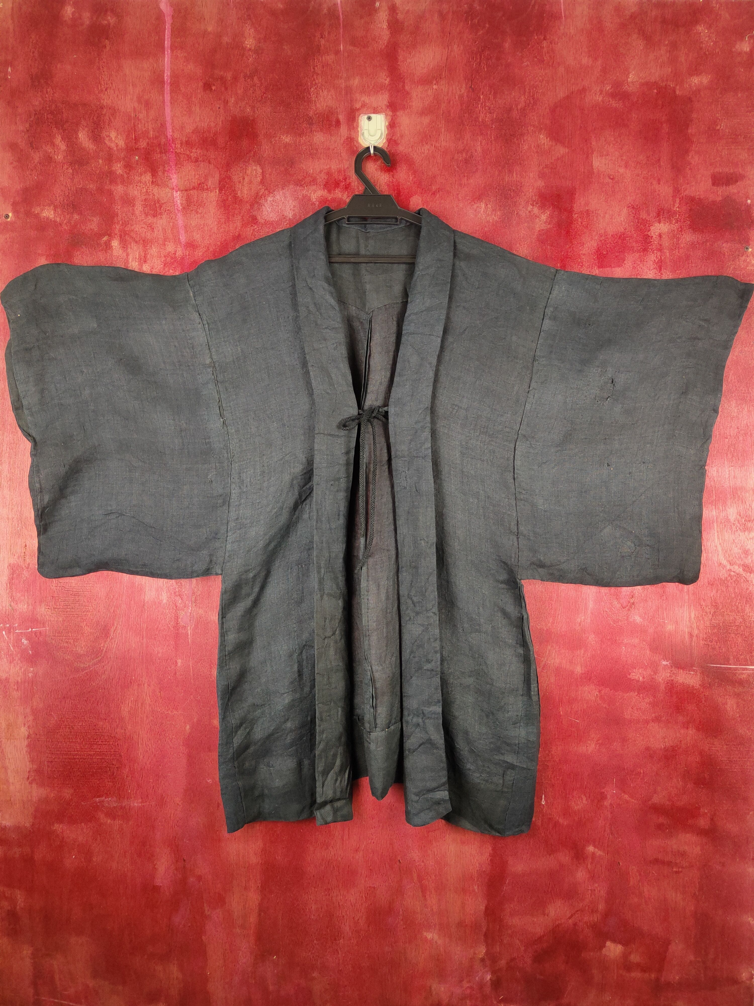 Komono Japan vintage Dark Blue Kimono #S1365 Size US L / EU 52-54 / 3 - 1 Thumbnail