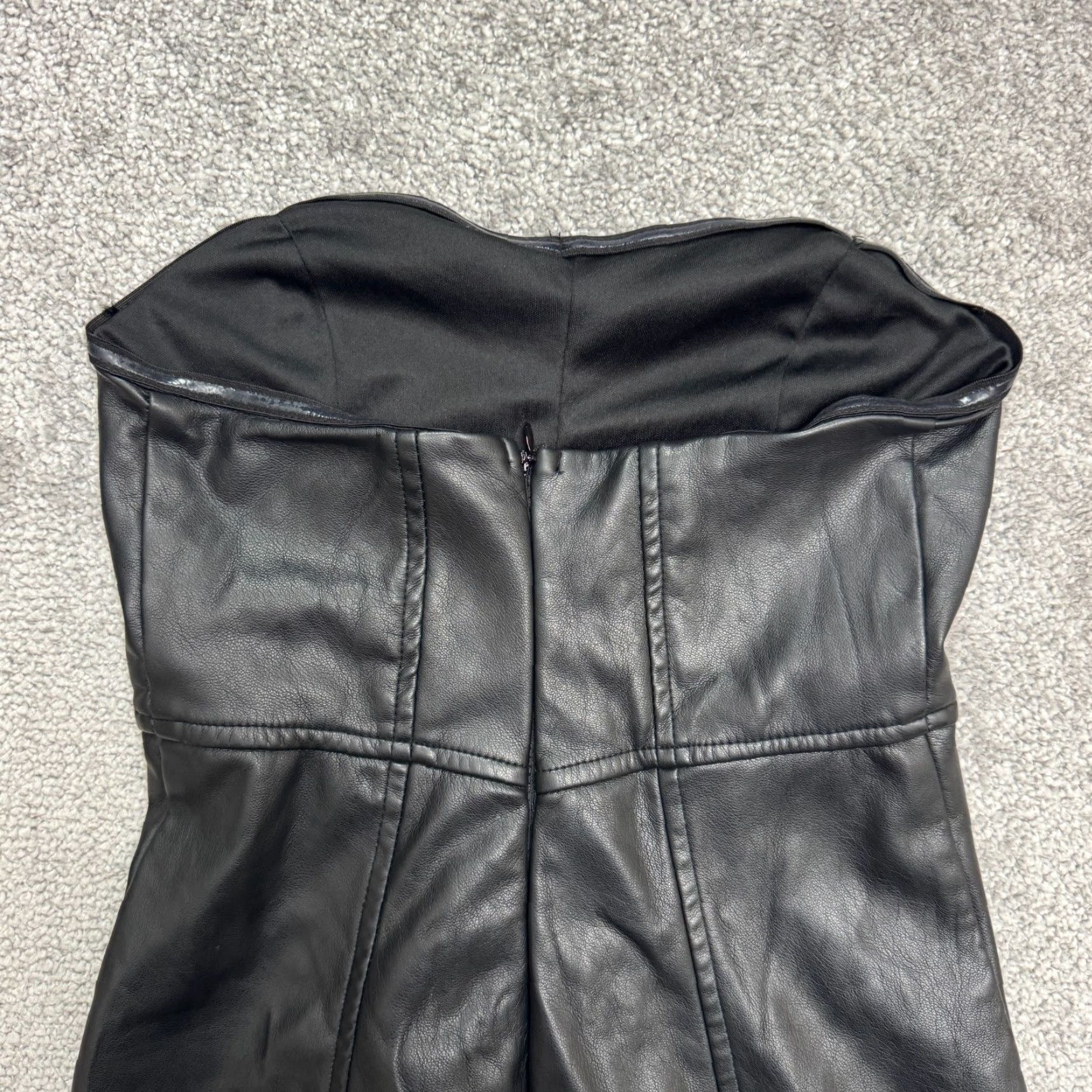Vintage Pull&Bear Dress Womens S Black Faux Leather Strapless Bodycon Mini Party Size S / US 4 / IT 40 - 4 Thumbnail