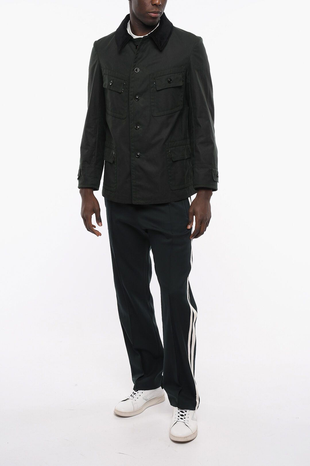Maison Margiela og1mm0625 Corduroy Collar Cotton Jacket in Dark Green Size US L / EU 52-54 / 3 - 4 Thumbnail