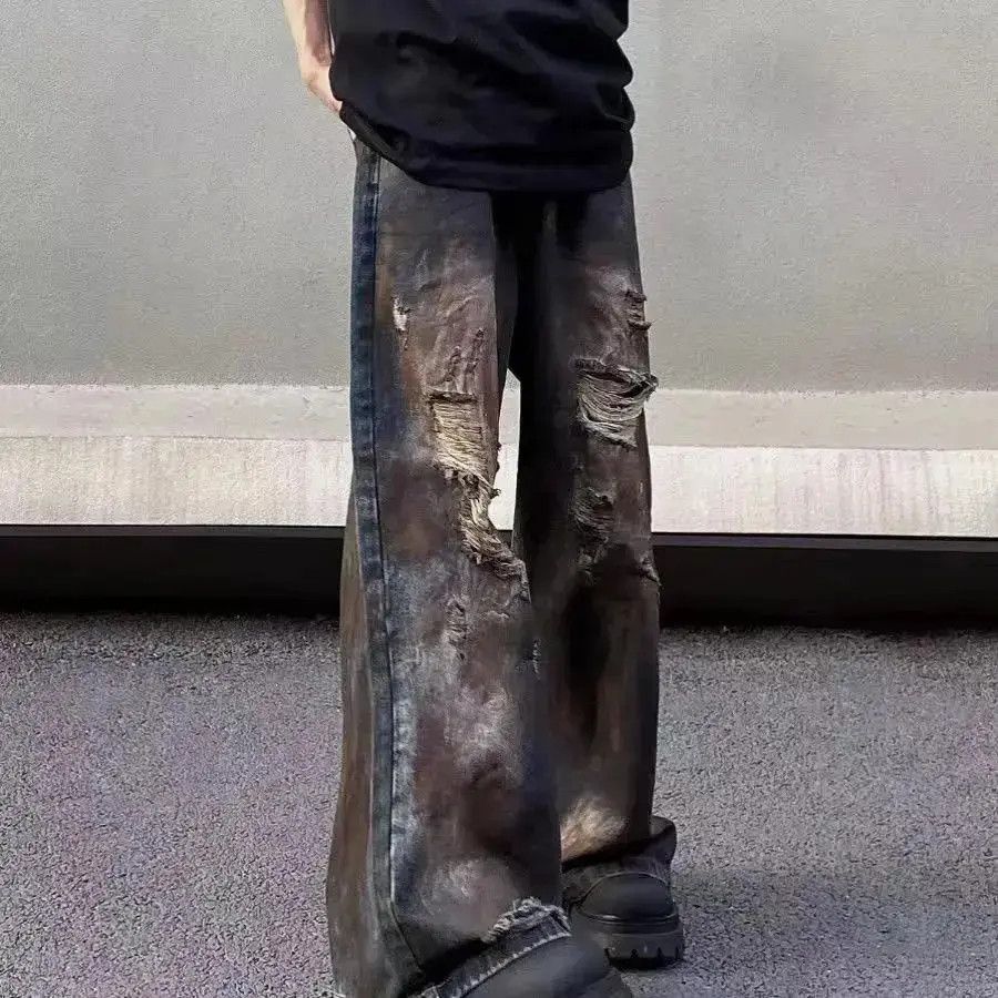 Japanese Brand Vintage Aged Mud Dye Dirty Ripped Jeans Size US 32 / EU 48 - 2 Thumbnail