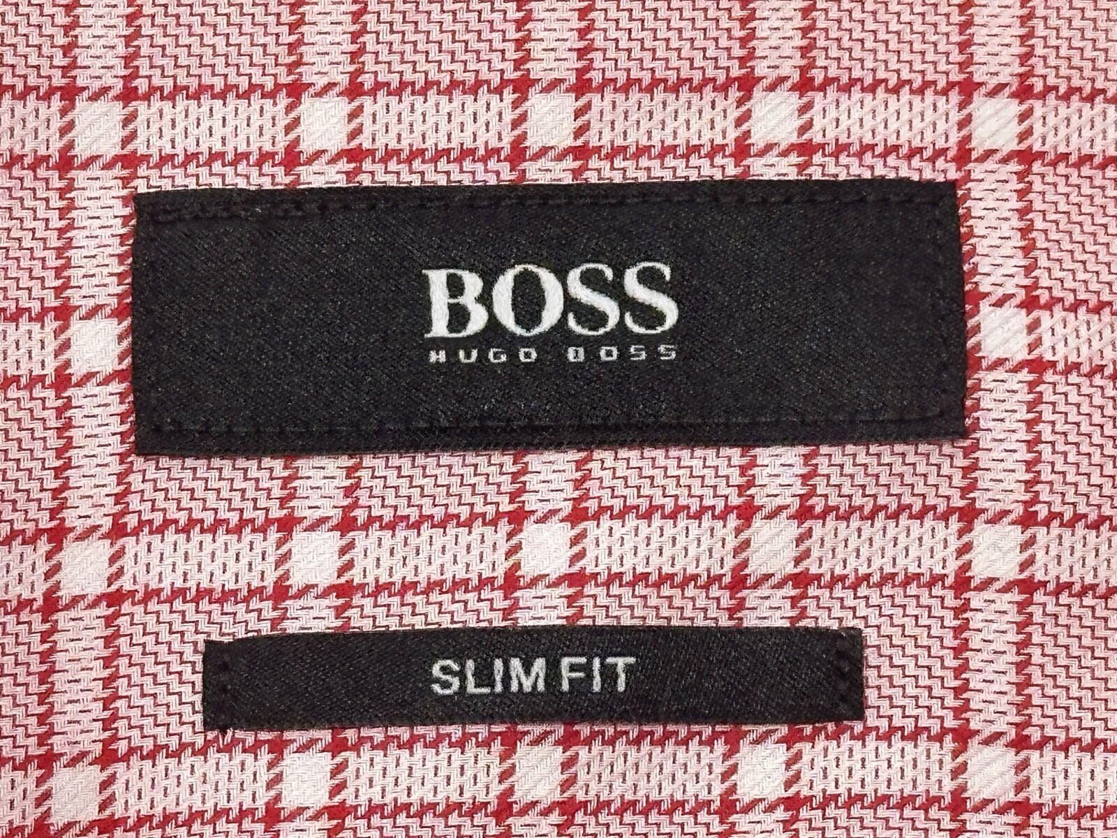 Hugo Boss Hugo Boss Slim Fit Cotton Checked Button Up Red Mens XL Size US XL / EU 56 / 4 - 7 Thumbnail