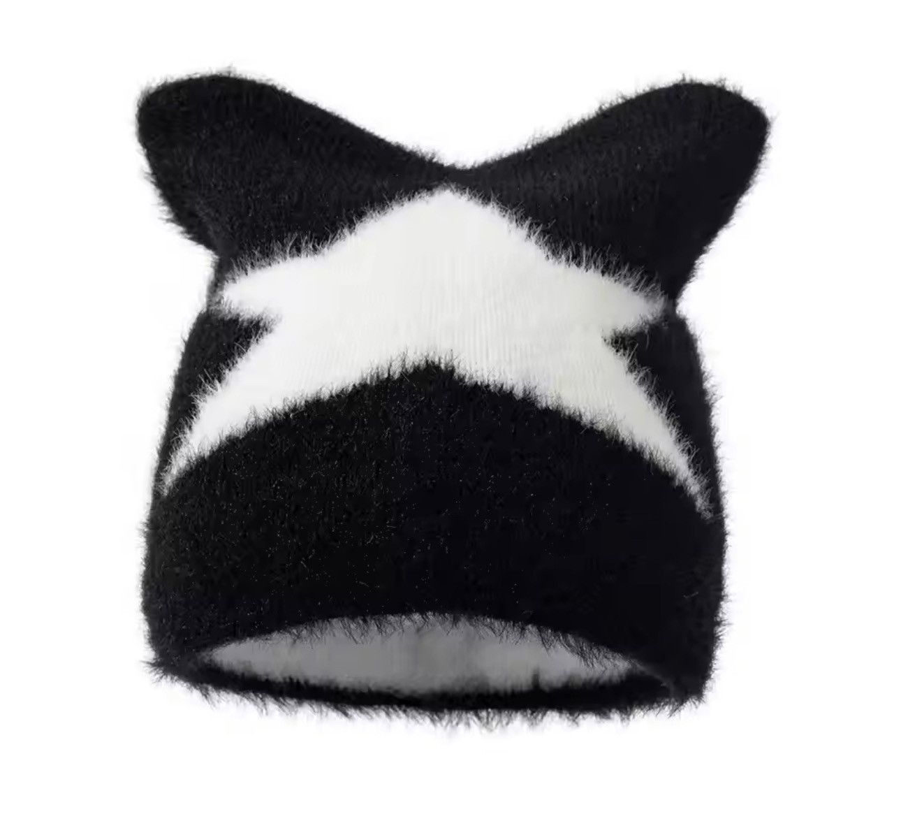 Japanese Brand Kawaii Knitted Star Pattern Cat Ear Beanies Hat Size ONE SIZE - 1 Thumbnail