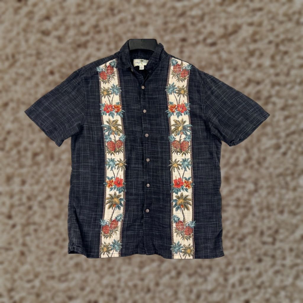 Vintage VINTAGE Island Shores Shirt Mens Medium Black Beige Floral Pineapple Palm Bowling Hawaii Size US M / EU 48-50 / 2 - 1 Thumbnail