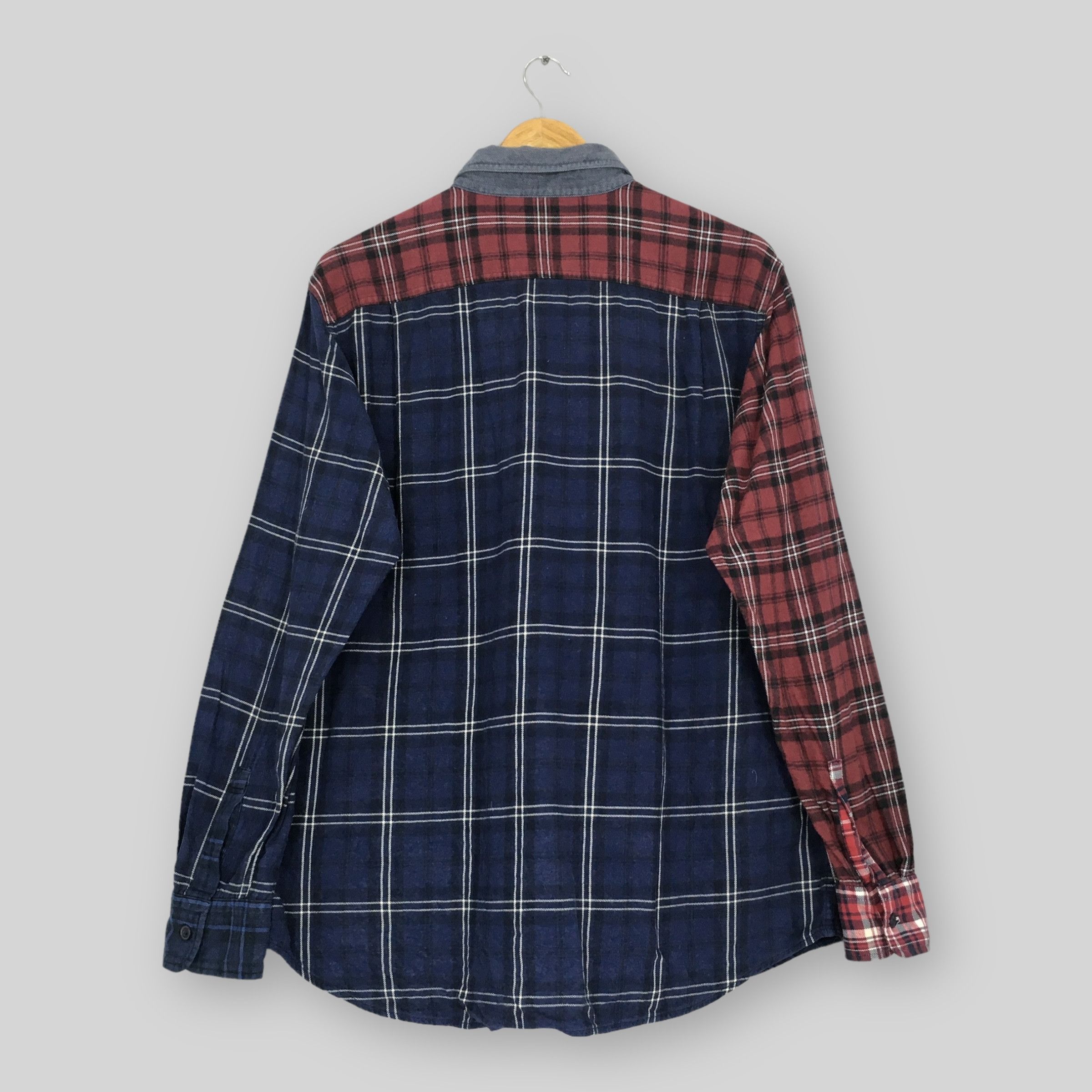 Flannel × Japanese Brand × Vintage Patchwork Checkered Rebuild Flannel Shirt XLarge Size US XL / EU 56 / 4 - 7 Thumbnail
