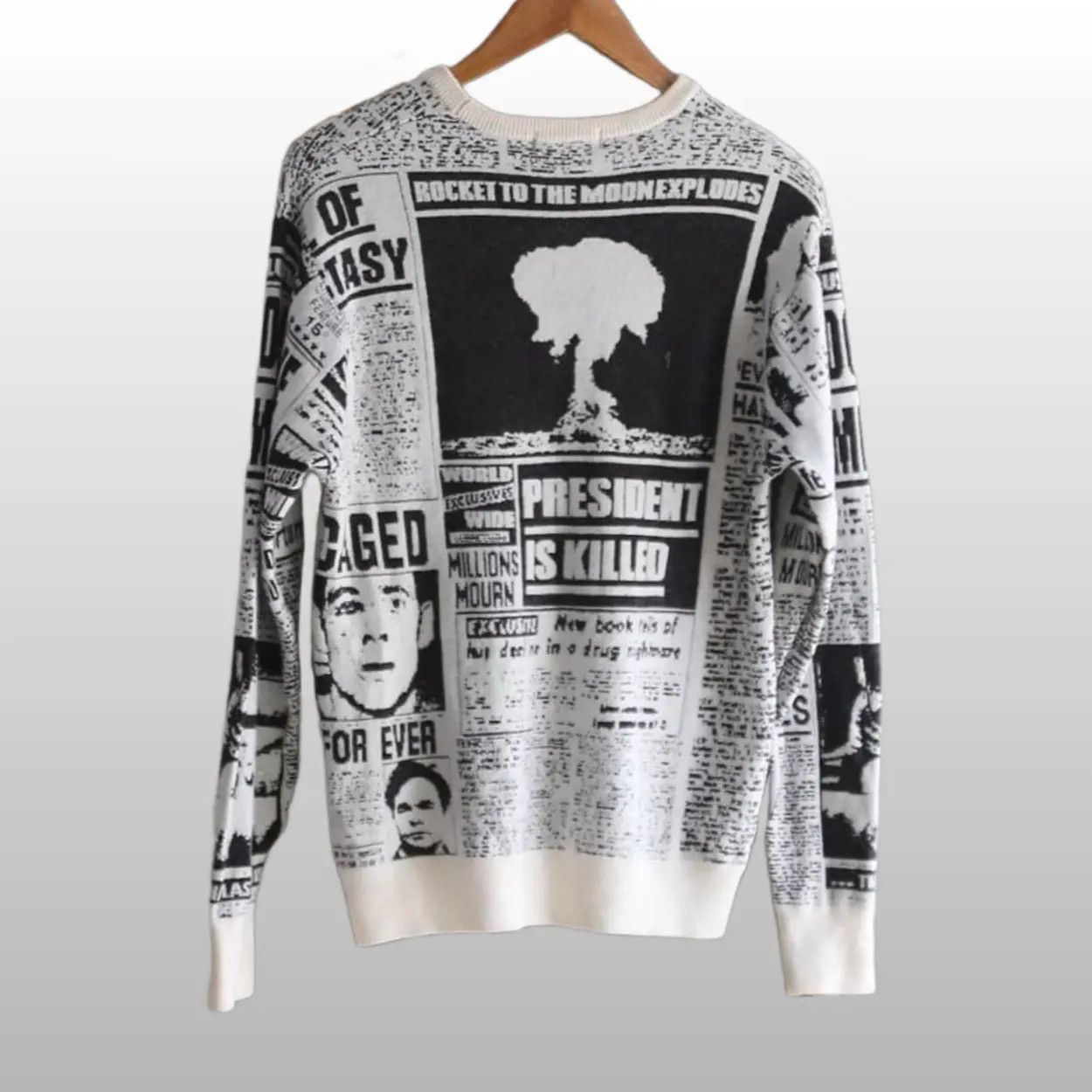 Supreme Supreme Newsprint Sweater FW18 Size US M / EU 48-50 / 2 - 2 Thumbnail