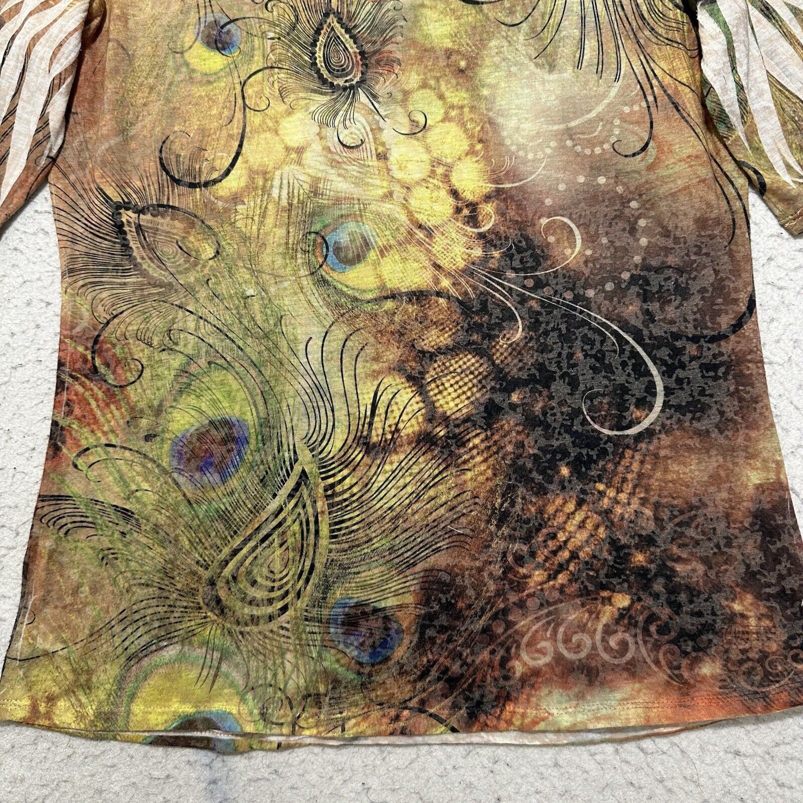 Apt. 9 Apt. 9 Medium V-Neck Green Brown Floral Print T Shirt Top Size M / US 6-8 / IT 42-44 - 12 Thumbnail