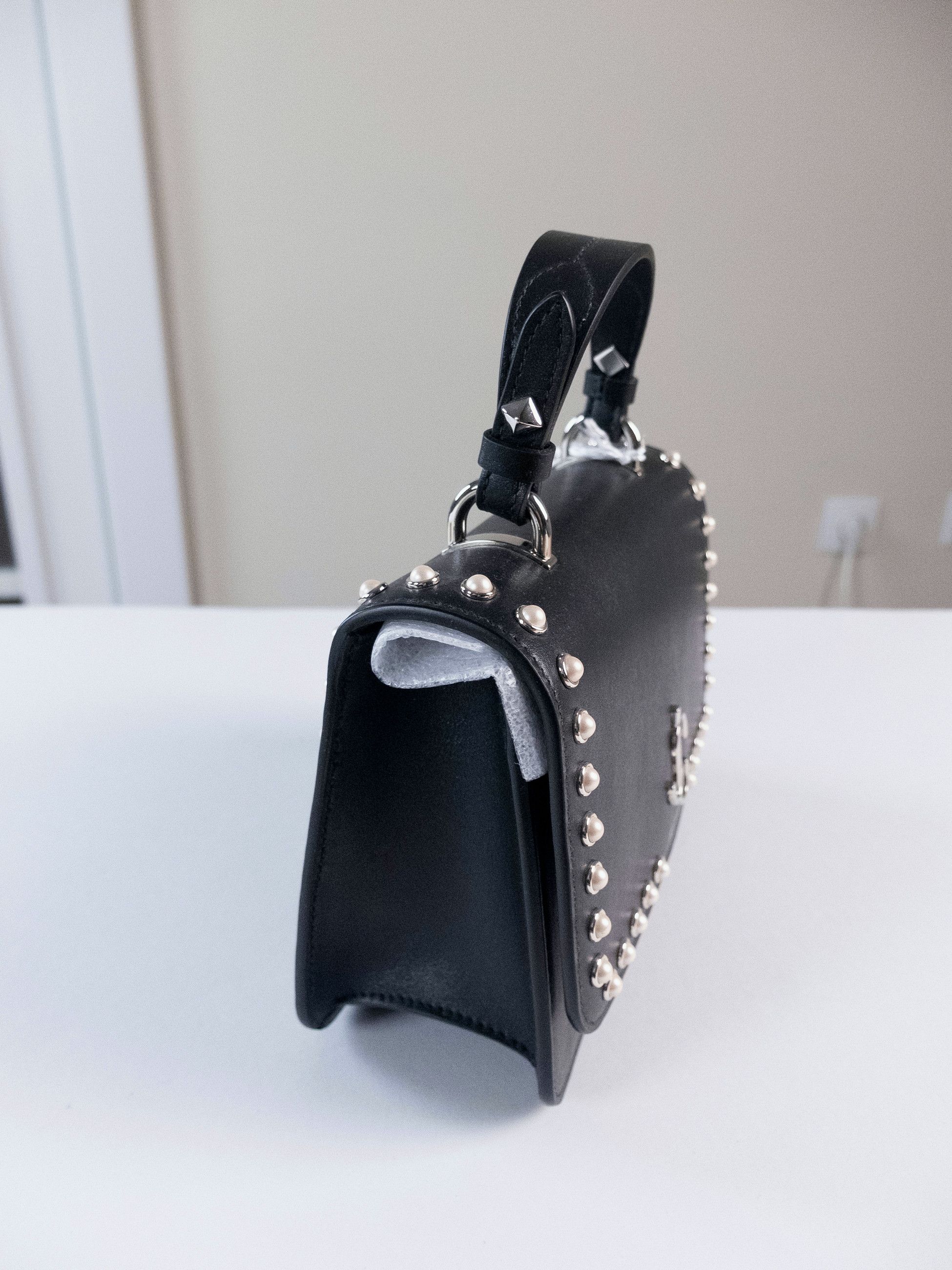 Jimmy Choo JIMMY CHOO JC Top Handle small black leather bag w pearls Size ONE SIZE - 6 Thumbnail