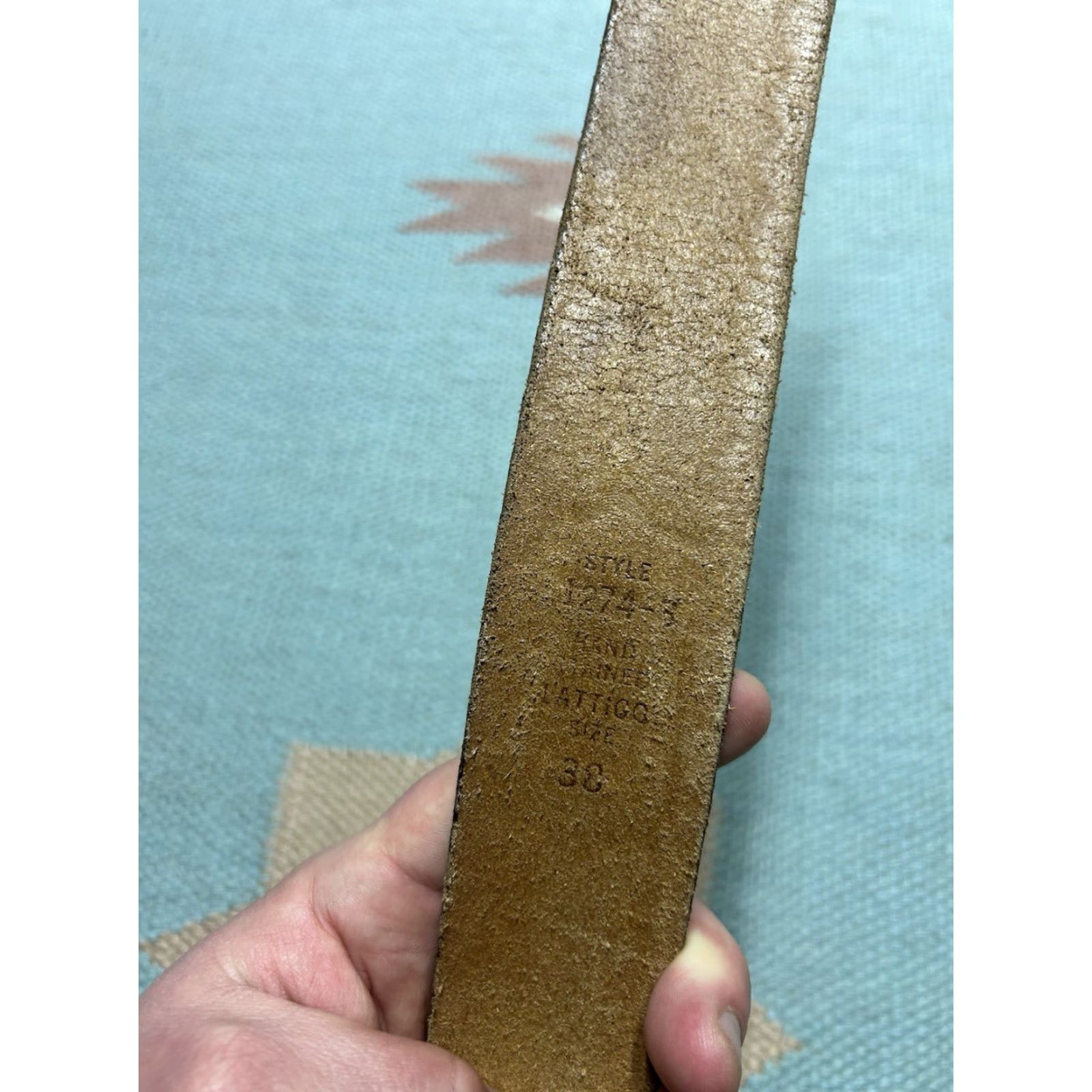 Vintage VINTAGE Levi’s Tooled Leather Belt Band Stained Lattigo Brown Men’s Size 38 Leather Brown Men’s 38 Size ONE SIZE - 7 Thumbnail