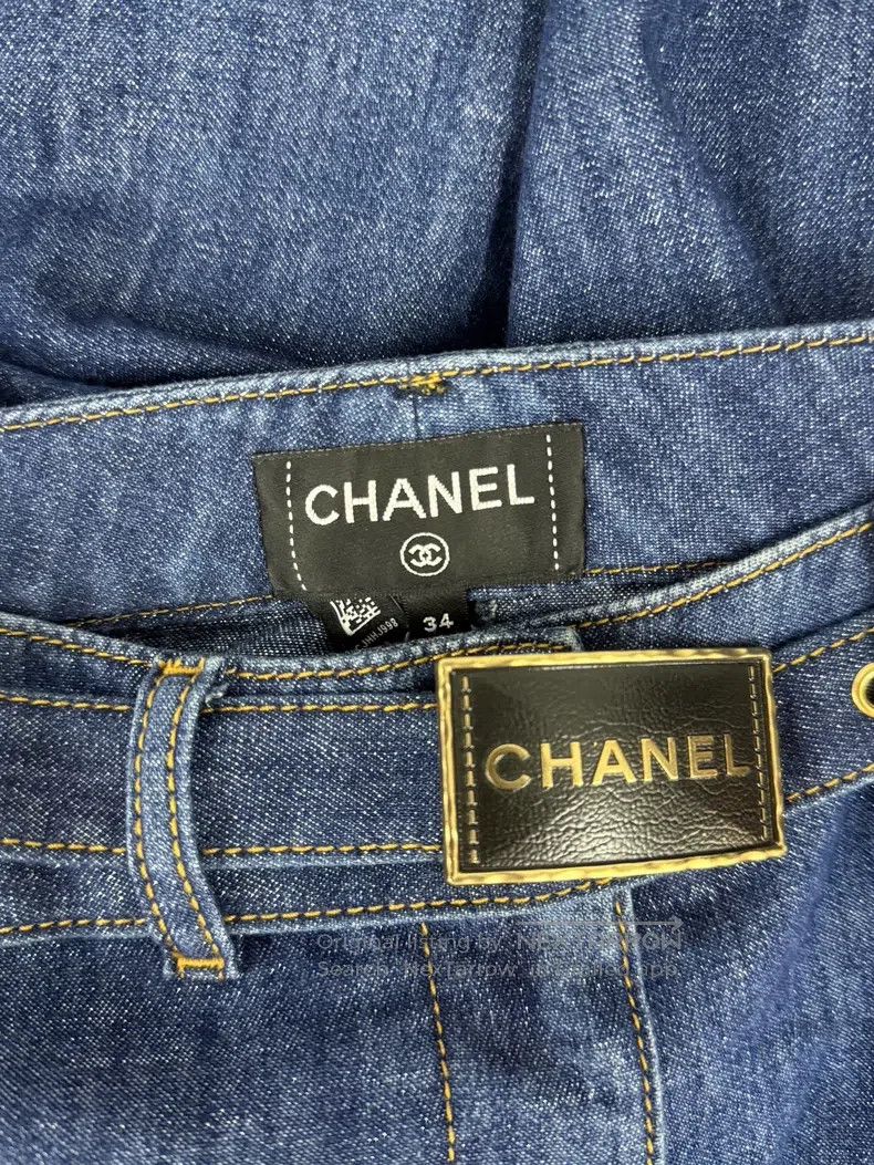 Chanel Chanel Blue glitter wide-leg jeans Size 42" / US 20 - 4 Thumbnail
