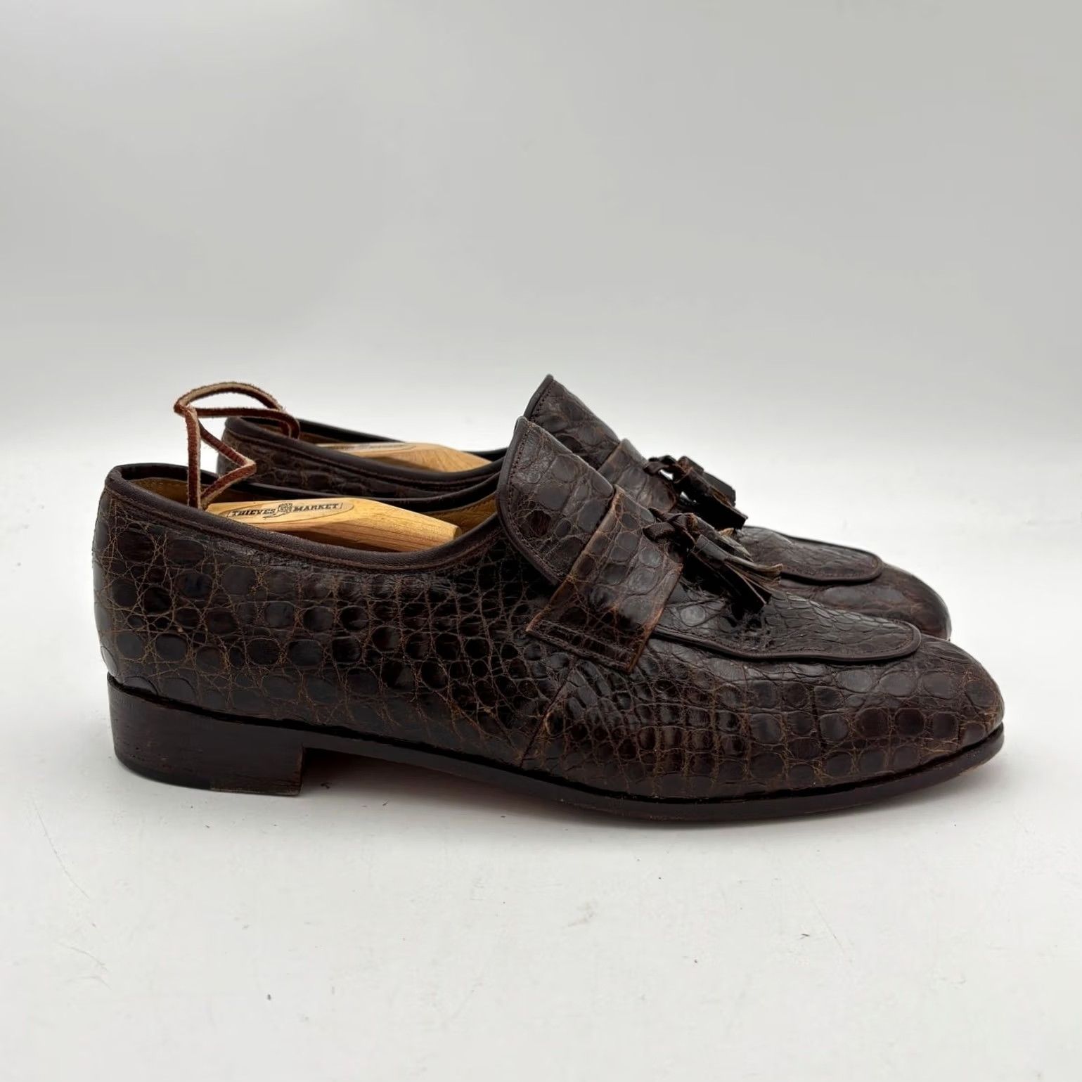 Vintage VINTAGE Mayer Loafers Men's 8D Crocodile Tassel Brown Size US 8 / EU 41 - 3 Thumbnail