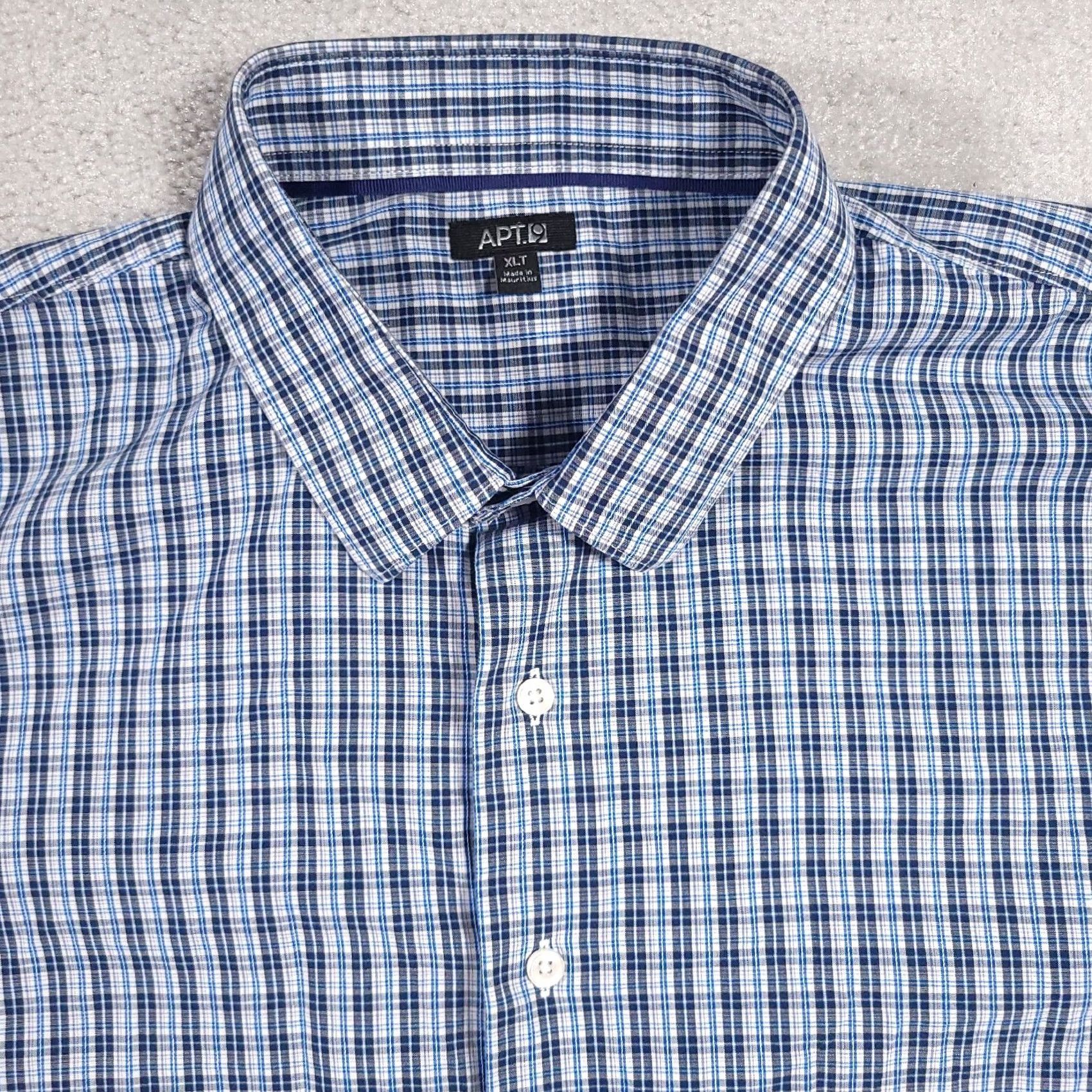Apt. 9 Apt 9 Button Up Shirt Mens XLT Tall Blue Collared Check Pattern Long Sleeve Size US XL / EU 56 / 4 - 4 Thumbnail