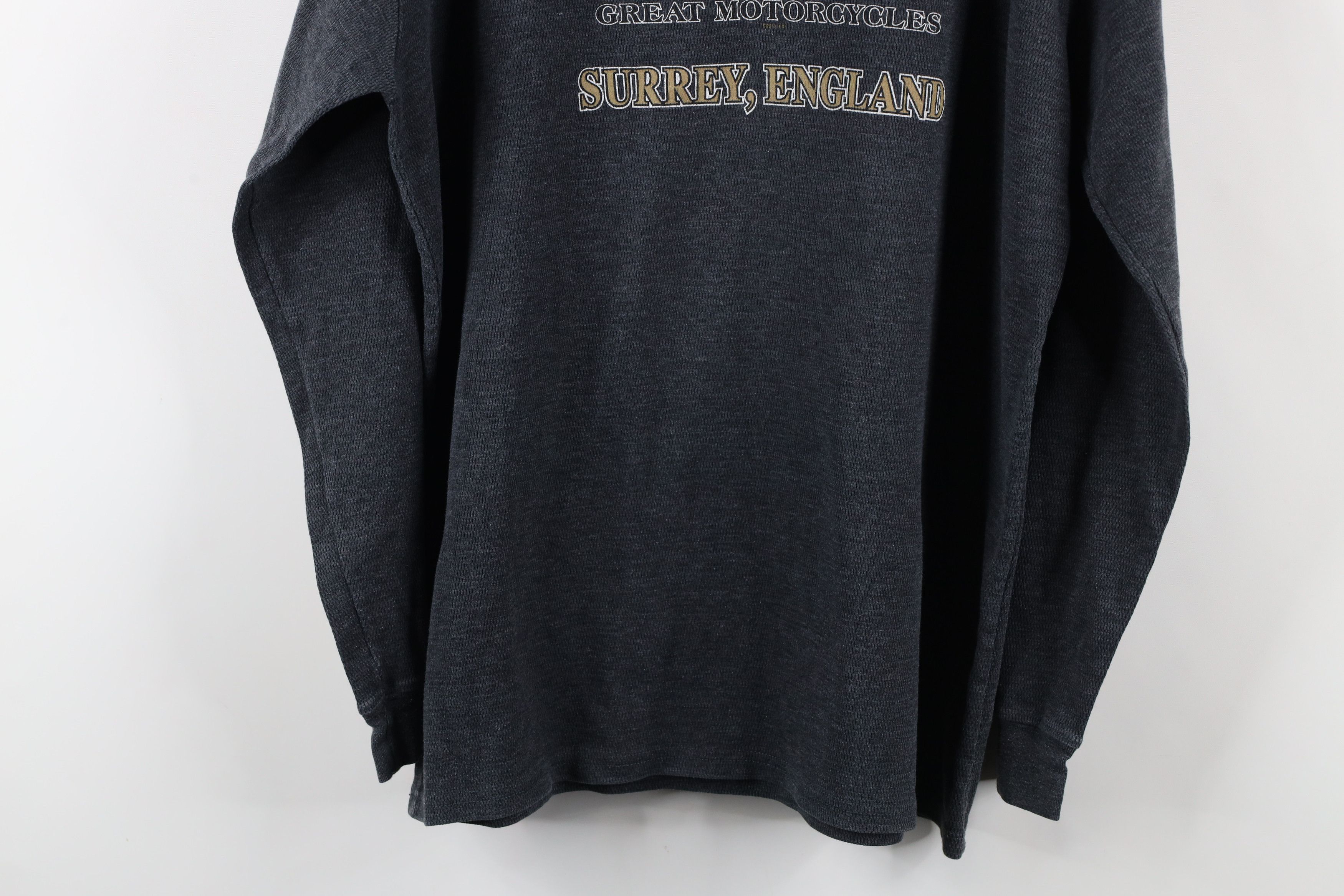 Harley Davidson Vintage Harley Davidson Waffle Knit Long Sleeve T-Shirt Gray Size US XL / EU 56 / 4 - 15 Thumbnail