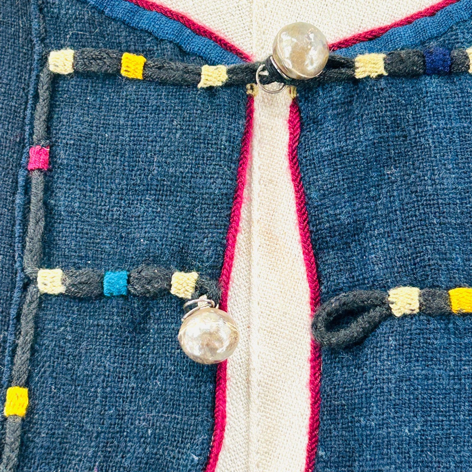 Handmade Vintage 90s Indigo Blue Cotton Silver Toggle Thai Jacket Size L / US 10 / IT 46 - 3 Thumbnail
