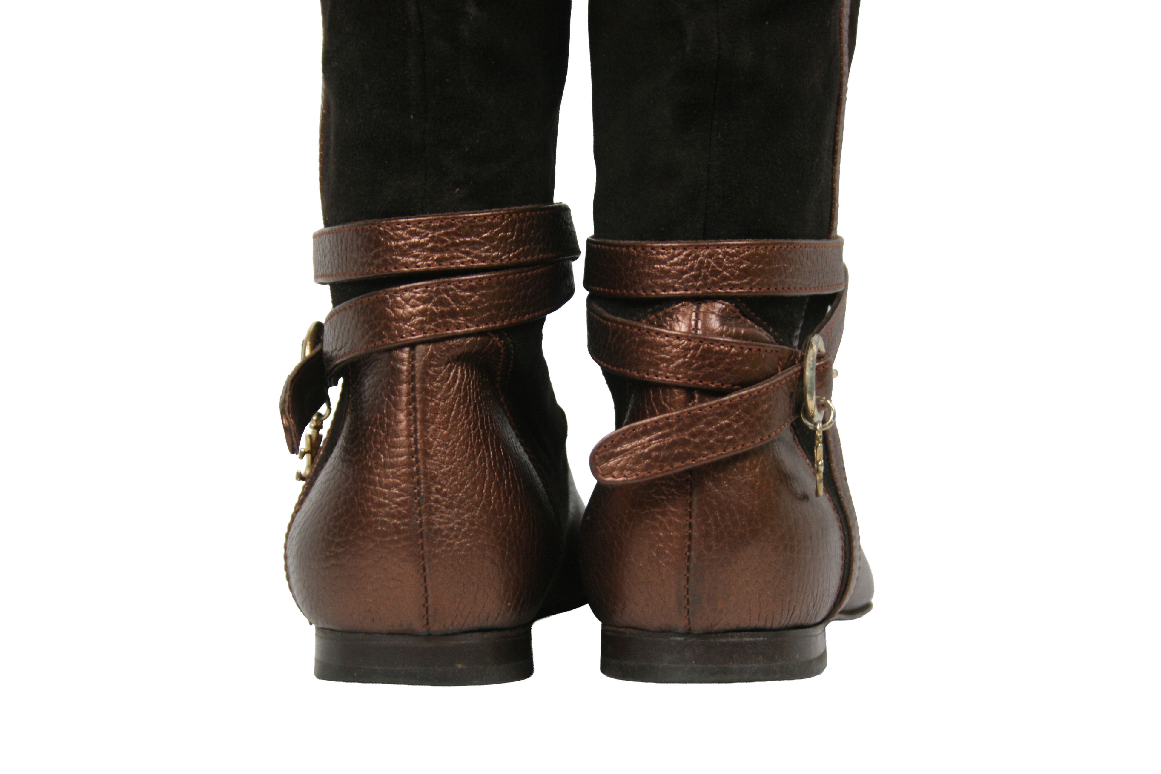 Versace 00S VJC Logo Leather Suede Riding Boots Vintage Size US 10 / IT 40 - 13 Thumbnail