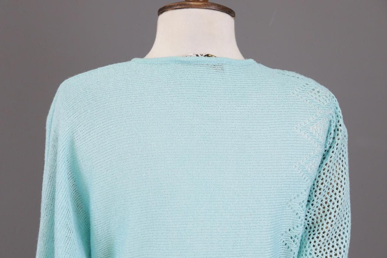 Wolford Wolford Blue Mesh Knit Stretch Top Shirt Size 38 / 10 Size L / US 10 / IT 46 - 6 Thumbnail