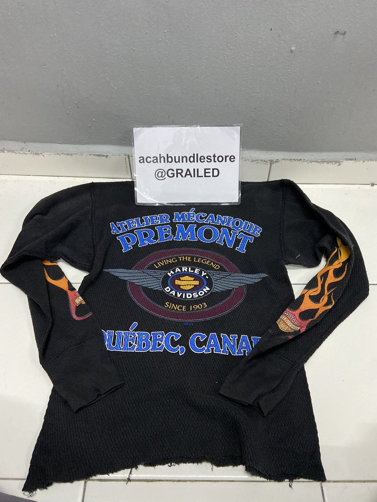 Harley Davidson VINTAGE HARLEY DAVIDSON 80’s CANADA WAFFLE FLAME LONG SLEEVE Size M / US 6-8 / IT 42-44 - 18 Thumbnail