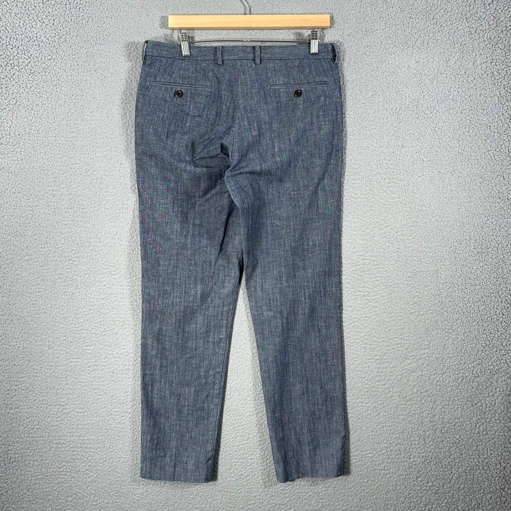 J.Crew J.Crew Bowery Slim Cone Denim Pants Mens 32x30 Blue Chino Chambray Slim Fit Tapered Flat Front Pockets 100% Cotton Casual Size US 32 / EU 48 - 2 Thumbnail