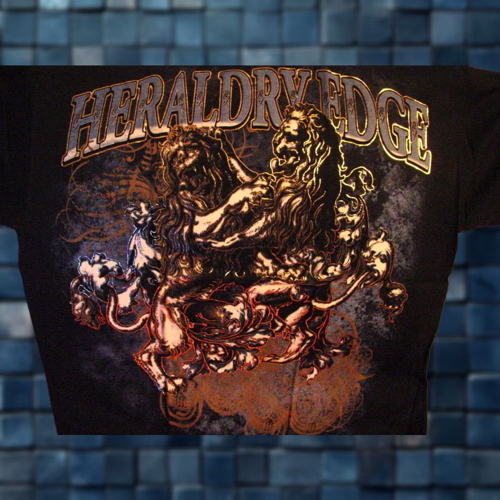 Vintage Vintage Lions Fighting Heraldry Edge T-Shirt Men Medium Black Graphic Tee Size US M / EU 48-50 / 2 - 1 Thumbnail