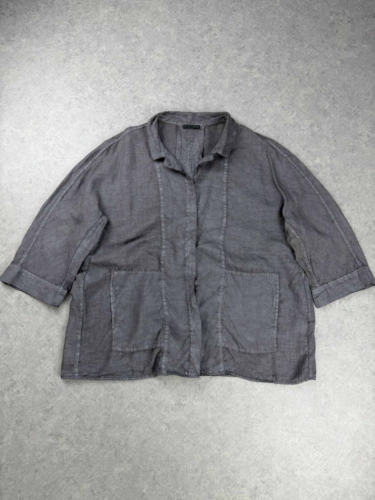 OSKA OSKA Gray Linen Shirt 3/4 Sleeve Relaxed Fit Size 3 Size L / US 10 / IT 46 - 14 Thumbnail