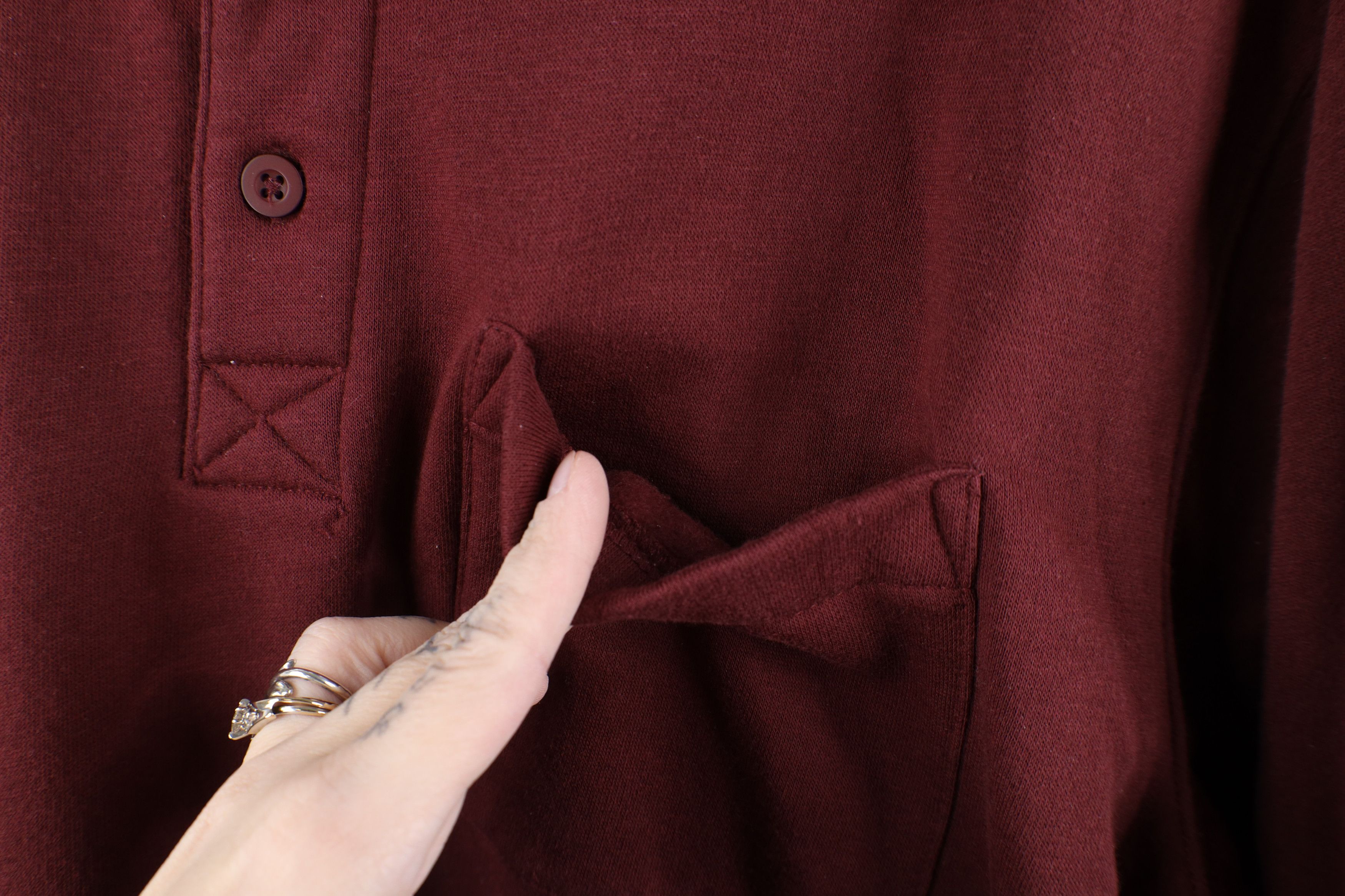Vintage Vintage 90s Streetwear Pullover Collared Sweatshirt Burgundy Size US L / EU 52-54 / 3 - 4 Thumbnail