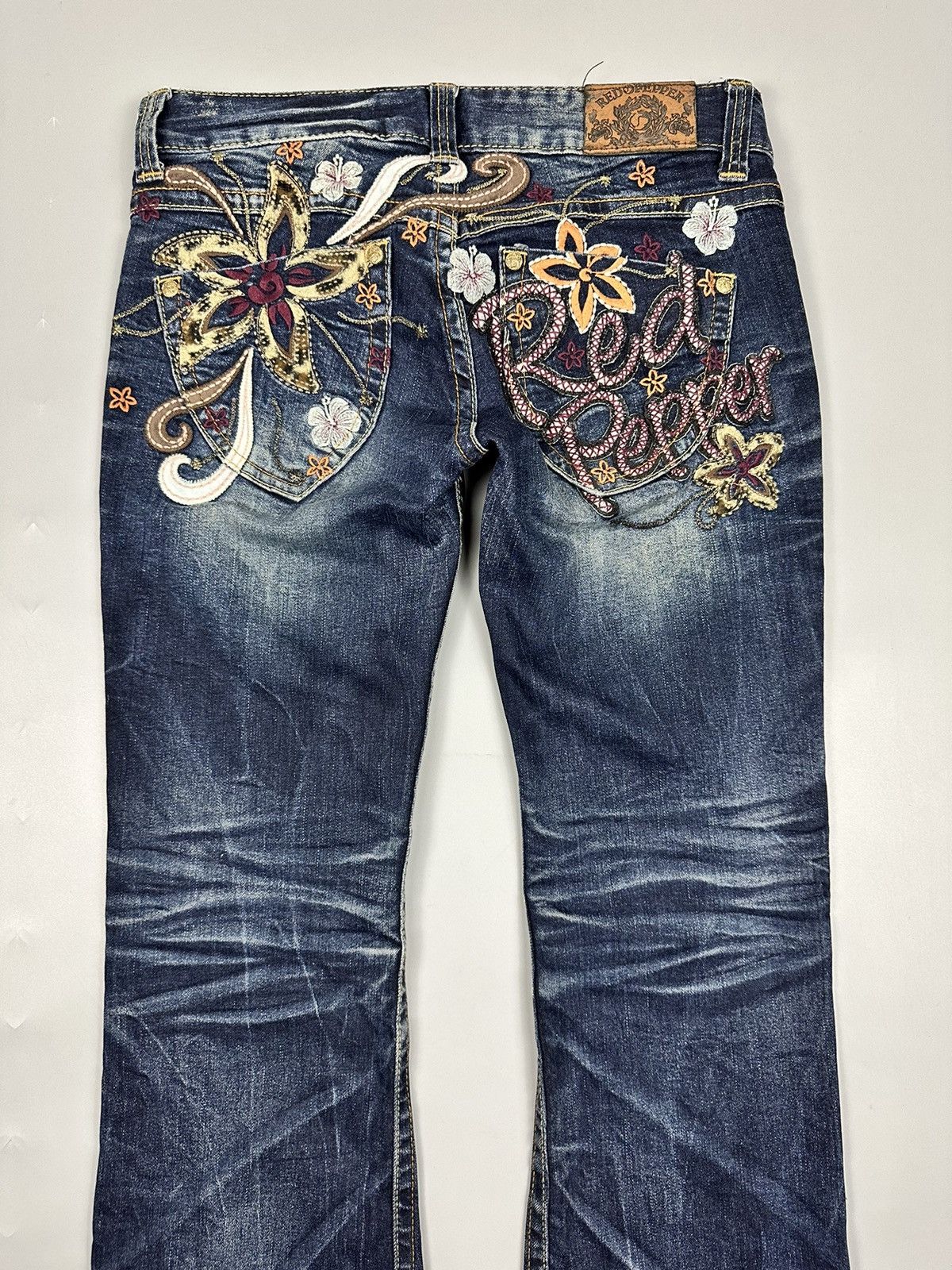 If Six Was Nine 🔥Sick🔥Red Pepper Embroidered Whiskered Flared Jeans Size US 30 / EU 46 - 6 Thumbnail