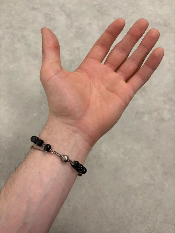 Gucci 2000s Gucci Black Onyx Silver Ball Charm Bracelet Size ONE SIZE - 2 Thumbnail