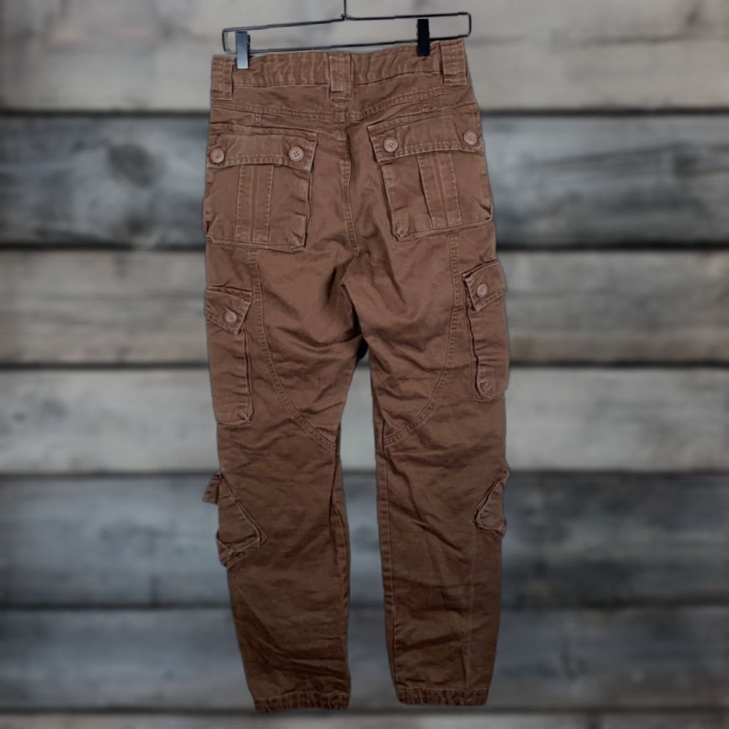 Vintage Matchstick Paratrooper Cargo Pants Men's 29 x 30 Brown Drawstring Tactical Cargo Pocket Pants Size US 29 - 1 Thumbnail