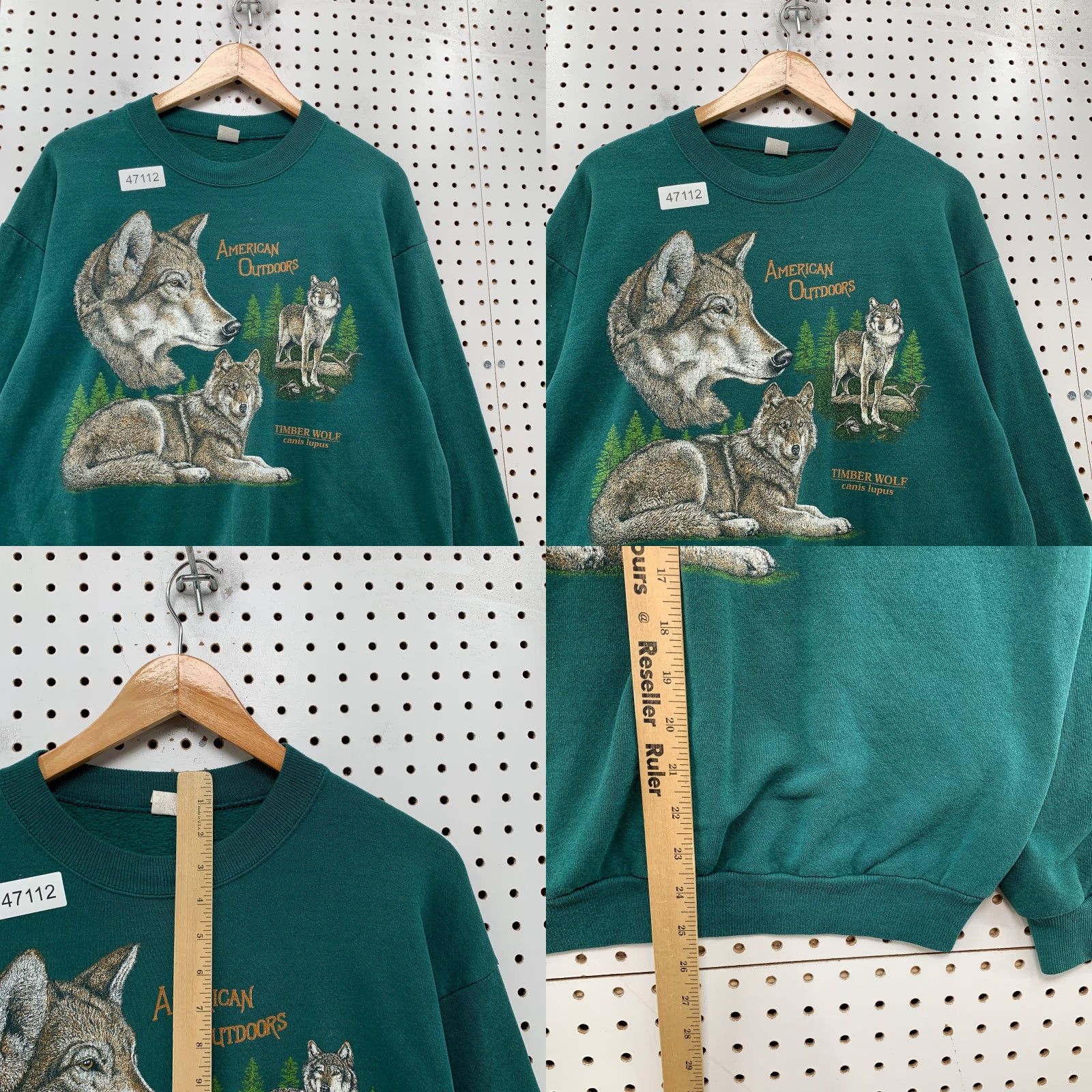 Vintage VINTAGE Wolf Nature Sweatshirt Mens Large Green Timberwolf American Outdoor USA Size US L / EU 52-54 / 3 - 8 Thumbnail