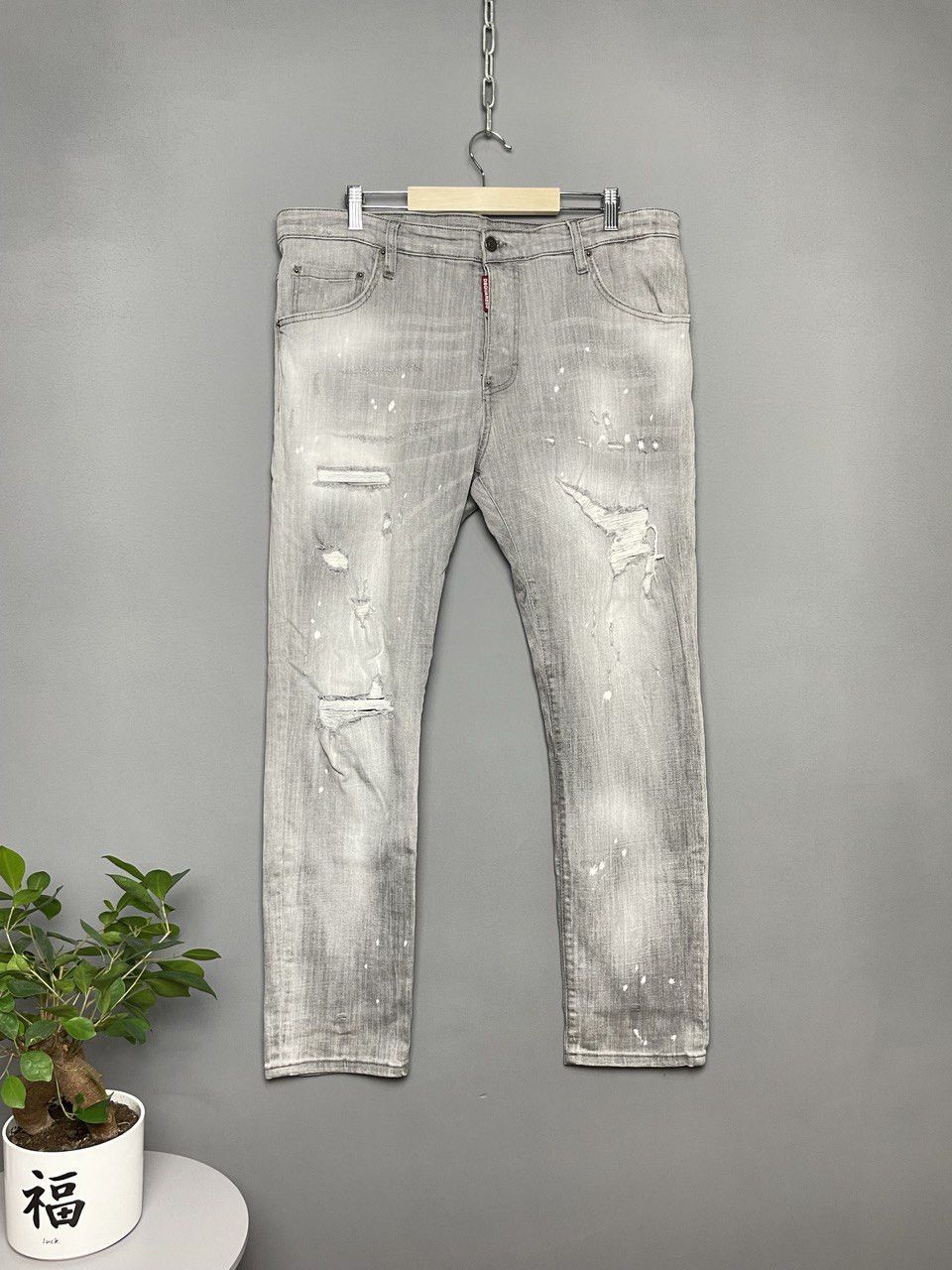 image of Distressed Denim x Dsquared2 Tidy Biker Jeans in Grey, Men's (Size 36)