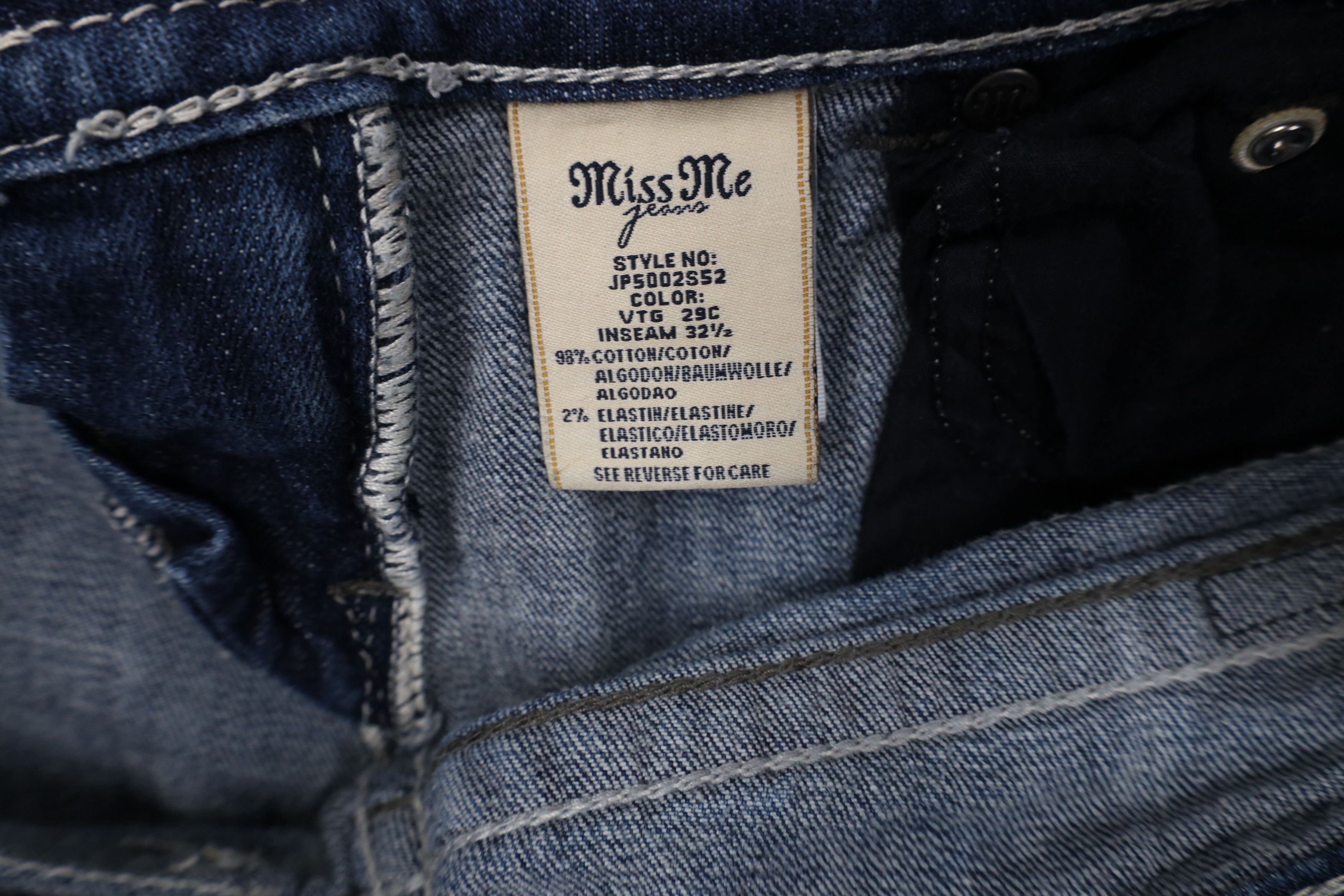 Miss Me Miss Me Stitch Jeweled Rhinestone Skinny Leg Jeans Blue Size 28" / US 6 / IT 42 - 8 Thumbnail