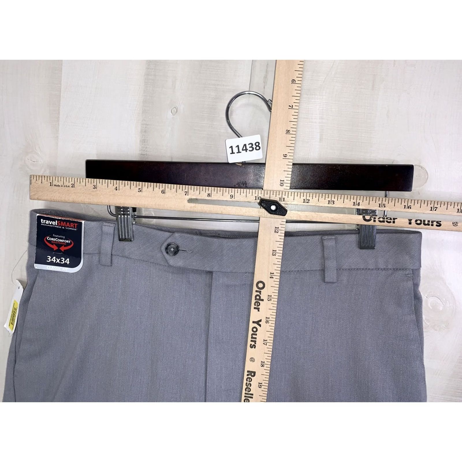 Roundtree & Yorke VINTAGE? Roundtree & Yorke Travel Smart Classic Fit Gray Straight Leg Stretch Mens Pants Size US 34 / EU 50 - 4 Thumbnail