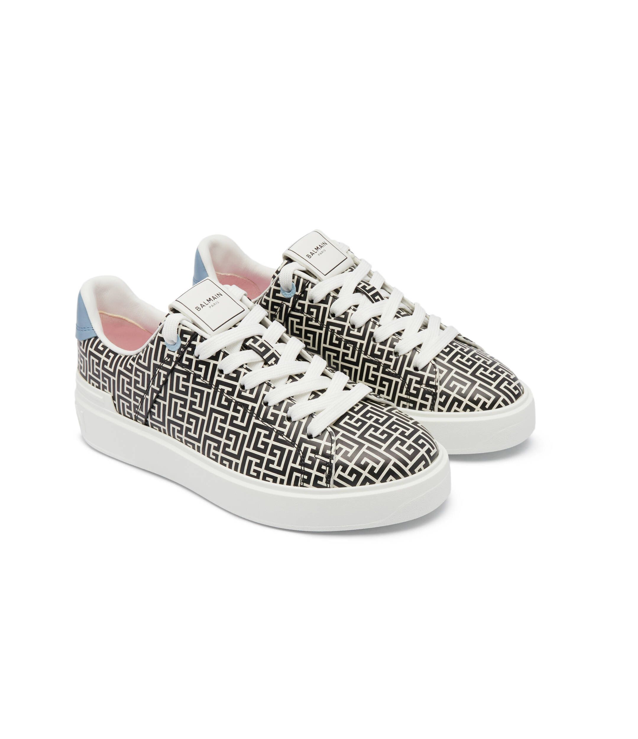 Balmain o1s1wg110425 B-Court Low-Top Sneakers in White Black Size US 9 / IT 39 - 3 Thumbnail