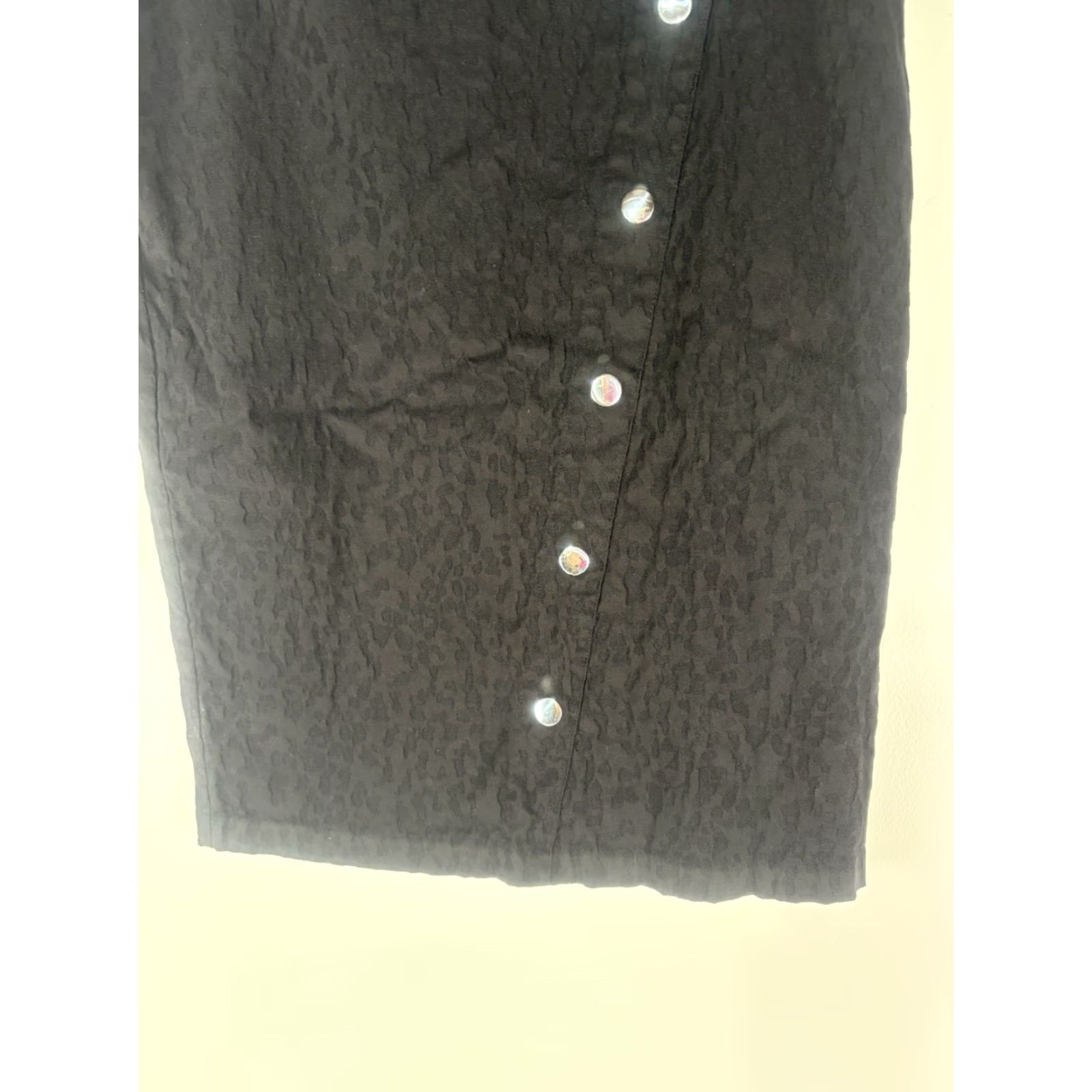 Vintage SOHO Black Textured Midi Pencil Skirt Womens Size M Casual Business Party Workwear Stretch Elastic Waist Size 32" / US 10 / IT 46 - 3 Thumbnail
