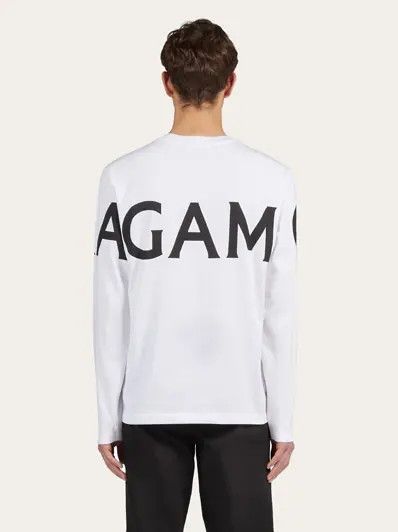 Salvatore Ferragamo o1s1rm0126 T-Shirt in White/Black Size US L / EU 52-54 / 3 - 3 Thumbnail