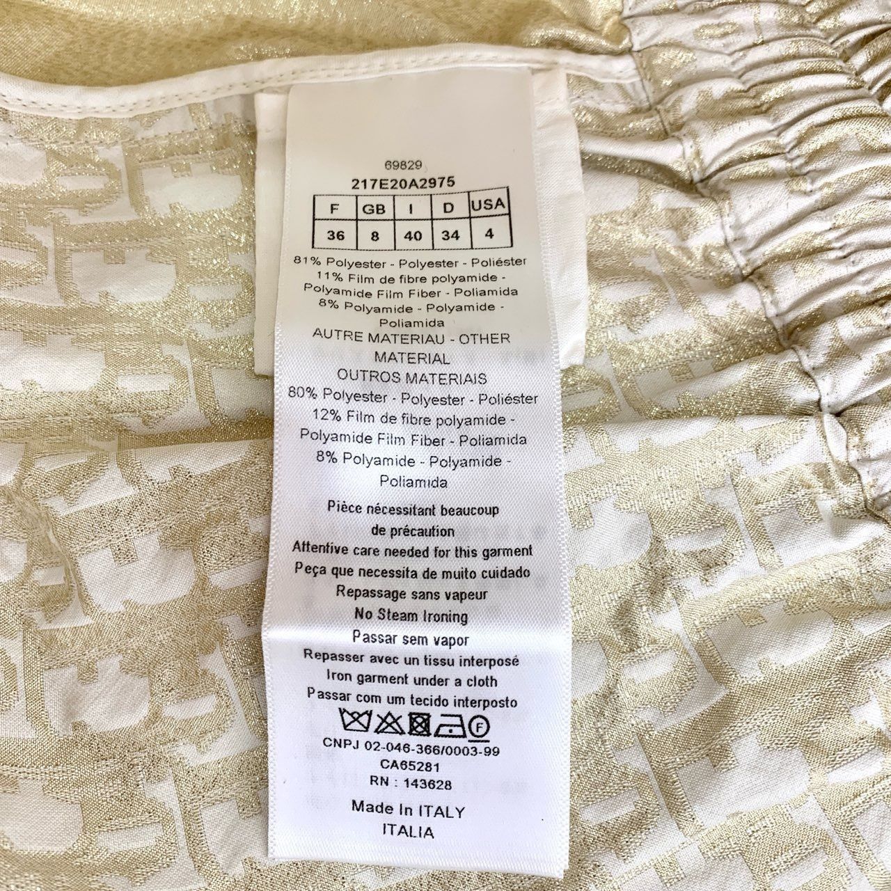 Dior Christian Dior Womens Ivory & Gold Monogram Hooded Short-Sle Size XS / US 0-2 / IT 36-38 - 7 Thumbnail