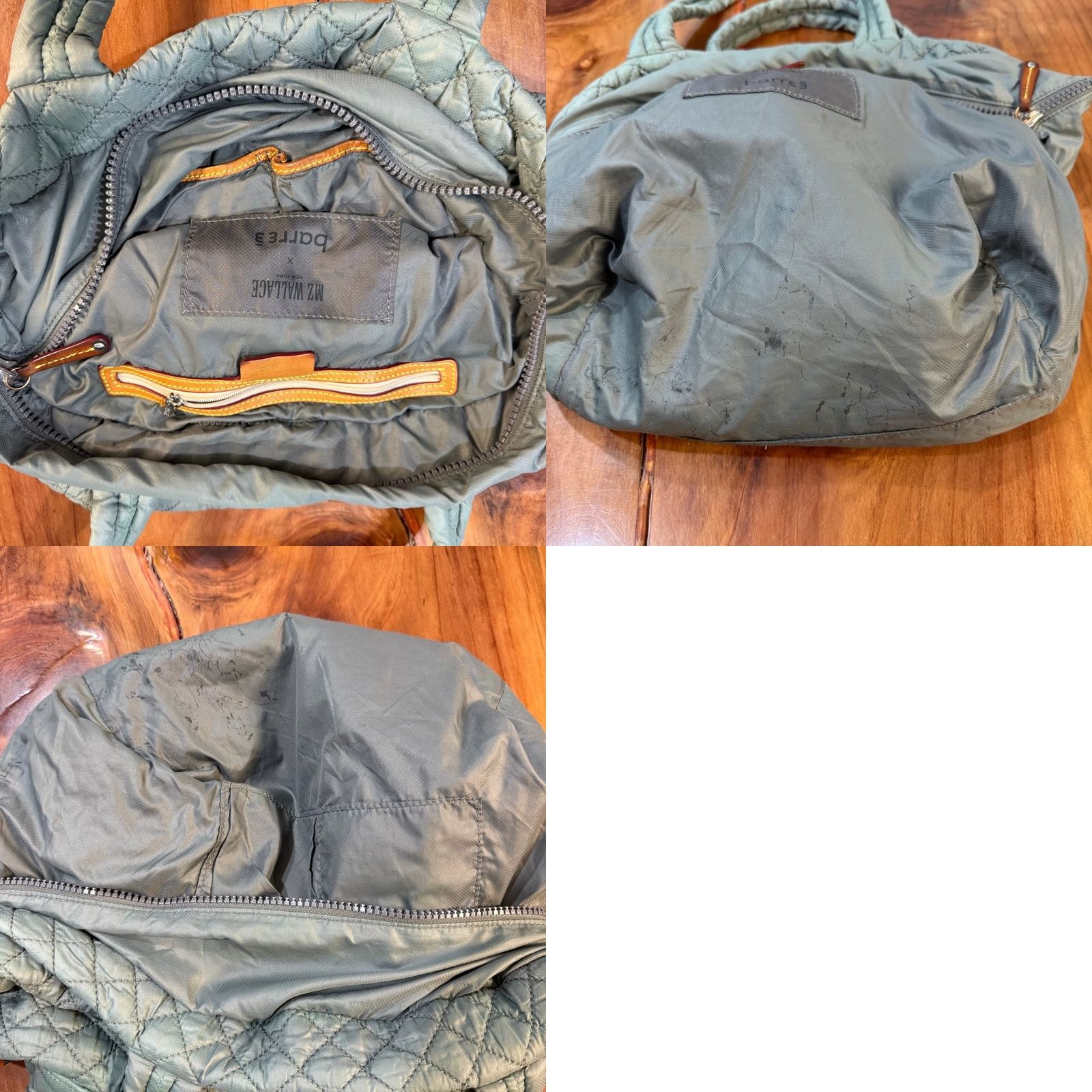 MZ Wallace VINTAGE MZ Wallace New York X Barre 3 Shoulder Bag Quilted Leather Purse Gray Brown Nylon Crossbody Women Medium Modern 90s Style Logo Size ONE SIZE - 8 Thumbnail