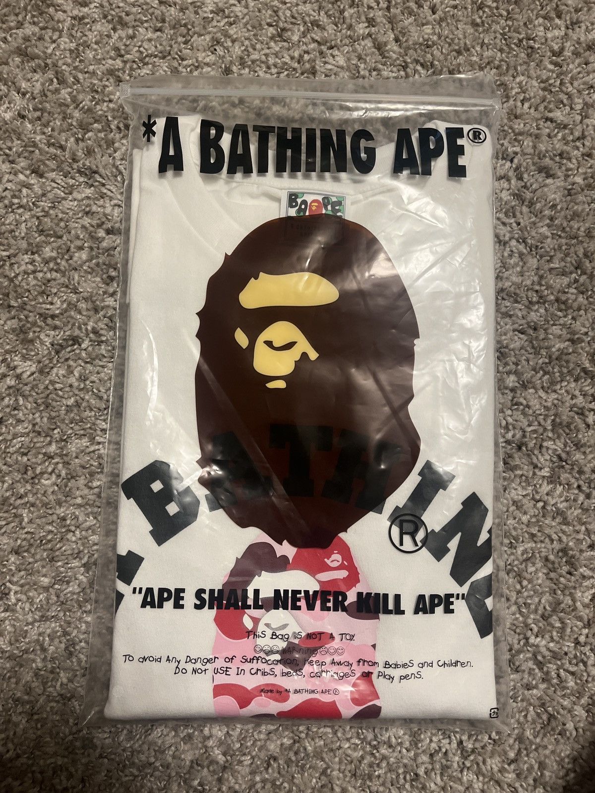 Bape Bape store Hiroshima exclusive pink college tee Size US XL / EU 56 / 4 - 7 Thumbnail
