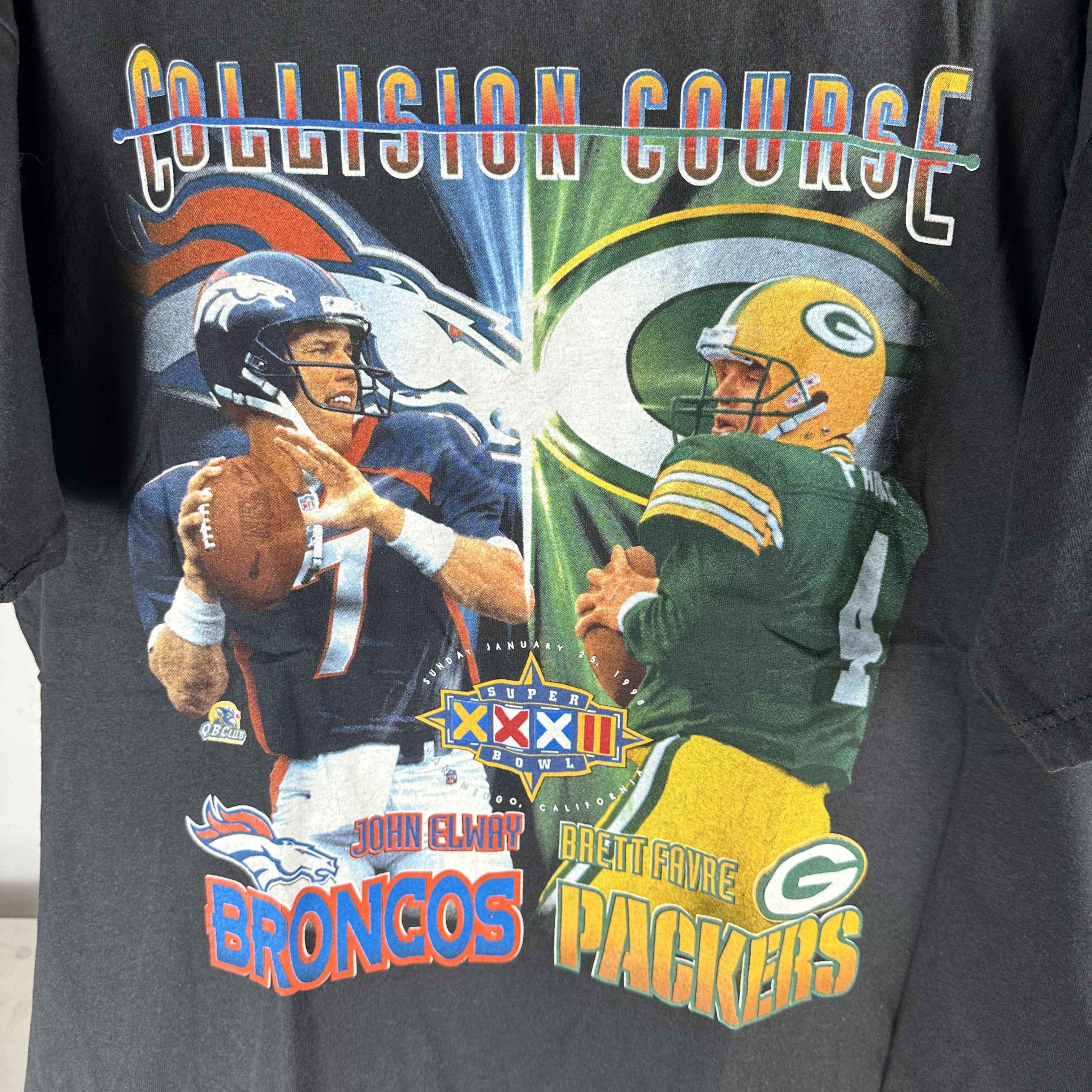 Vintage 1998 NFL Super Bowl Collision Course Broncos VS Packers Tee Size US XXL / EU 58 / 5 - 2 Thumbnail