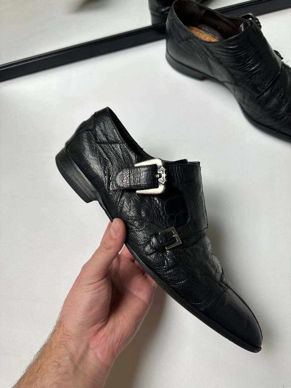 Paciotti Cesare Paciotti Black Embossed Reptile Texture Vintage Shoes Size US 9 / EU 42 - 2 Thumbnail
