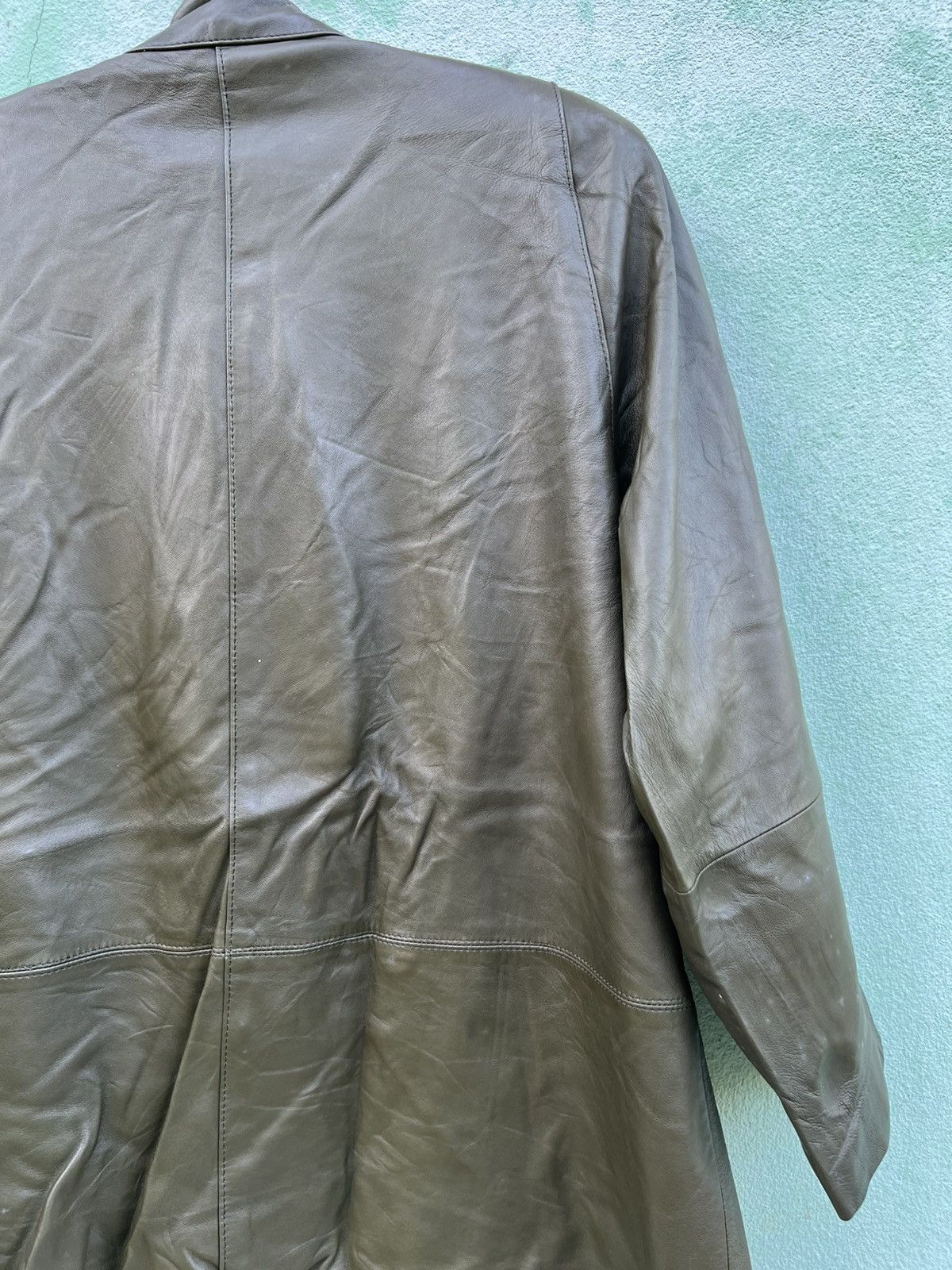 Japanese Brand Vintage Marie Claire Paris Pleated Leather Jacket OliveGreen Size US L / EU 52-54 / 3 - 24 Thumbnail
