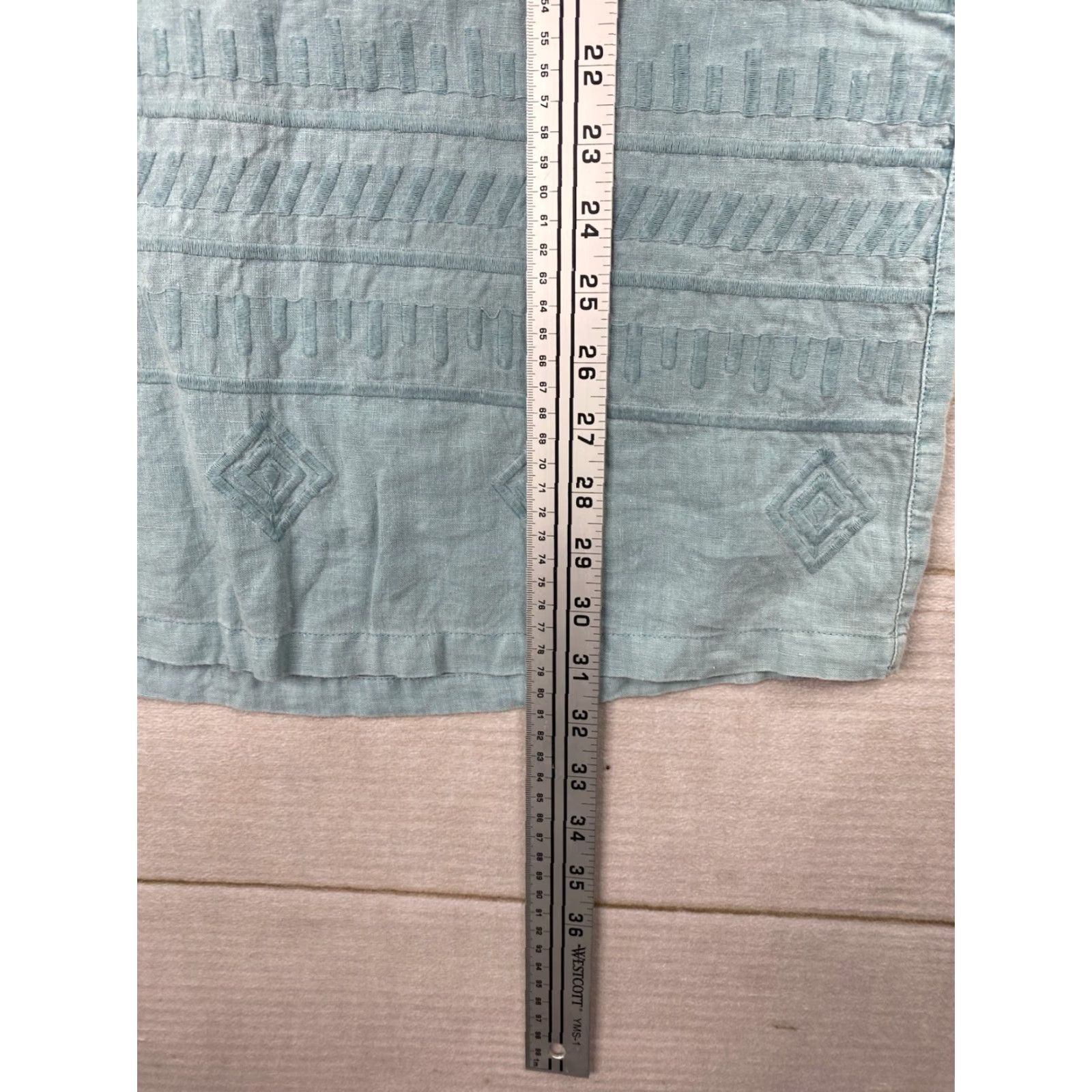 Vintage VINTAGE Artisan NY Dress S Blue Midi Slip 100% Linen Sleeveless Embroidered Pockets Boho Size S / US 4 / IT 40 - 6 Thumbnail