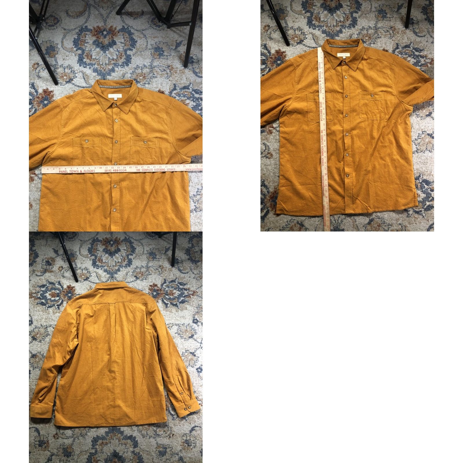 The Territory Ahead Territory Ahead Shirt Mens XL Gold Solid Textured Long Sleeve Button Up Casual Size US XL / EU 56 / 4 - 8 Thumbnail